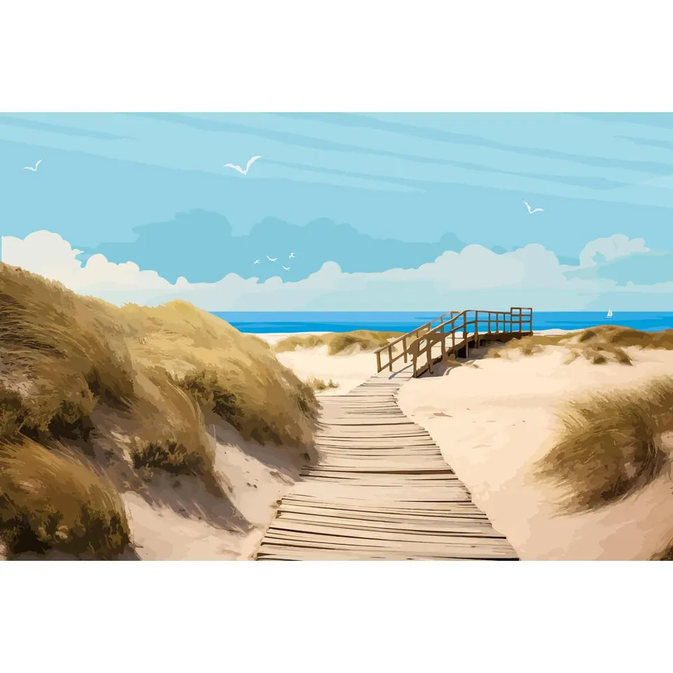 Ceanothe allée vers la plage tableau toile 30x45 cm mat