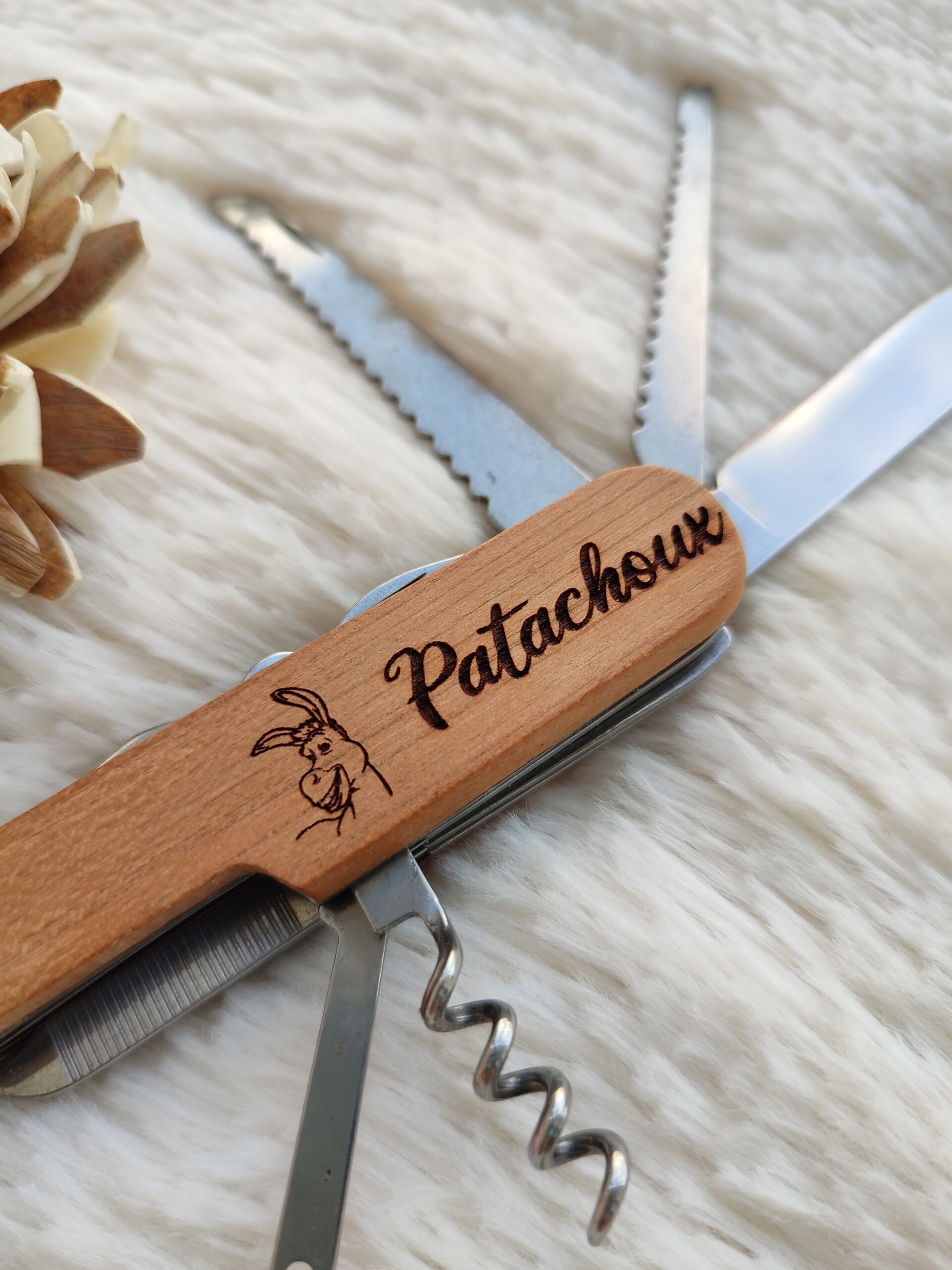 Creat’Angel couteau suisse couteau poche bois prénom