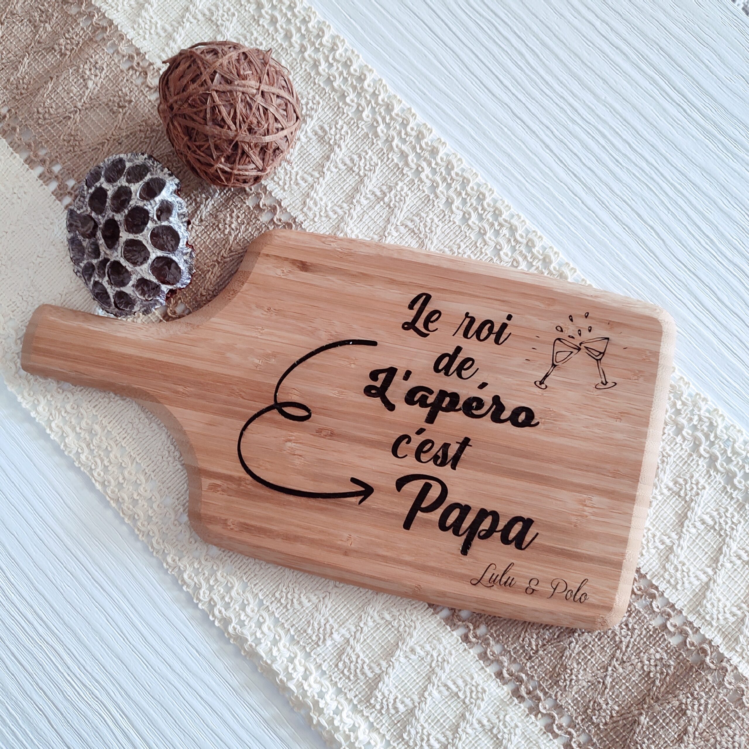 Creat’Angel Planche apéro bambou personnalisée 34 cm