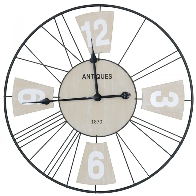Ceanothe Chester 60 cm horloge murale noir et bois silencieuse