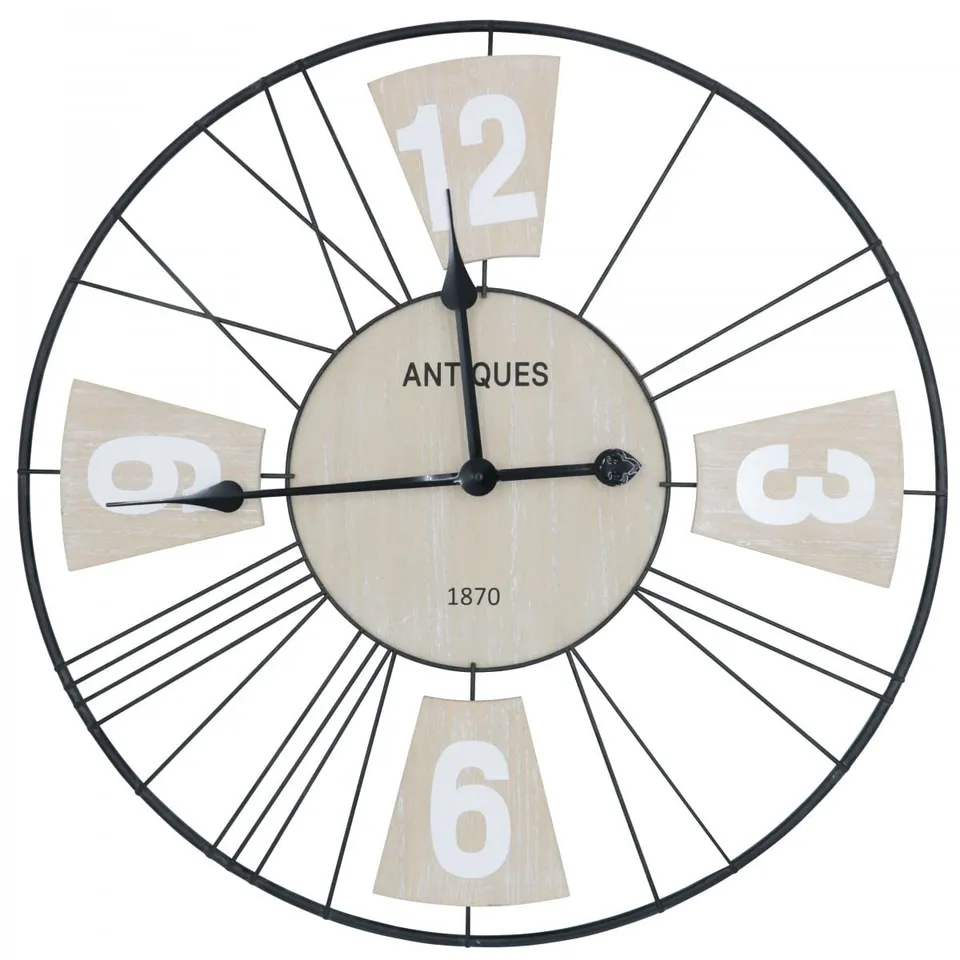 Ceanothe Chester 60 cm horloge murale noir et bois silencieuse