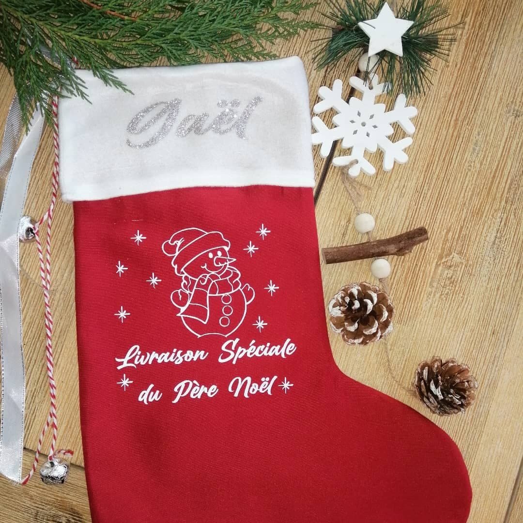Creat’Angel chaussette de Noël personnalisée flocage 37 cm
