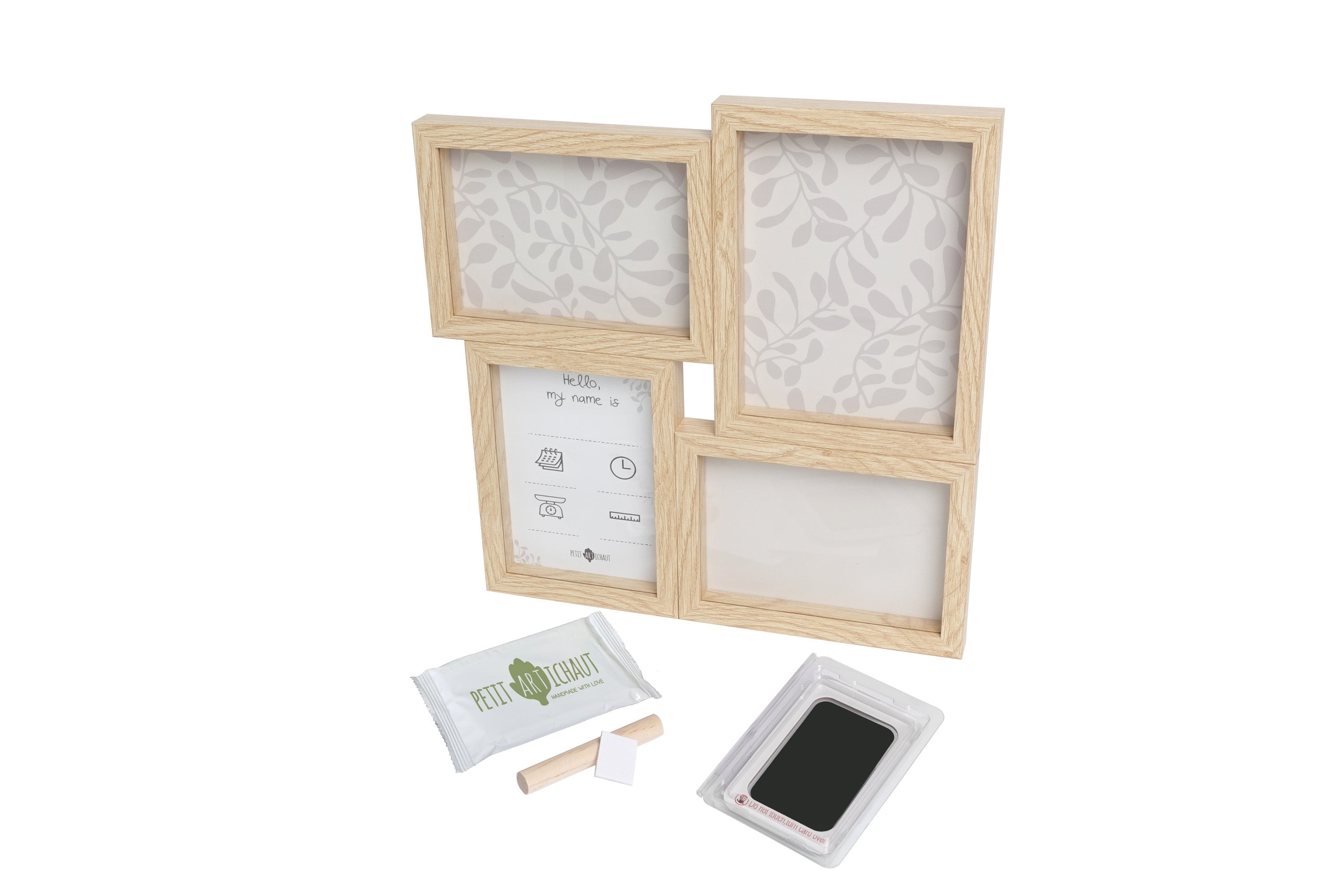 Petit Artichaut Puzzle Frame Ivy Grey cadre naissance mixte