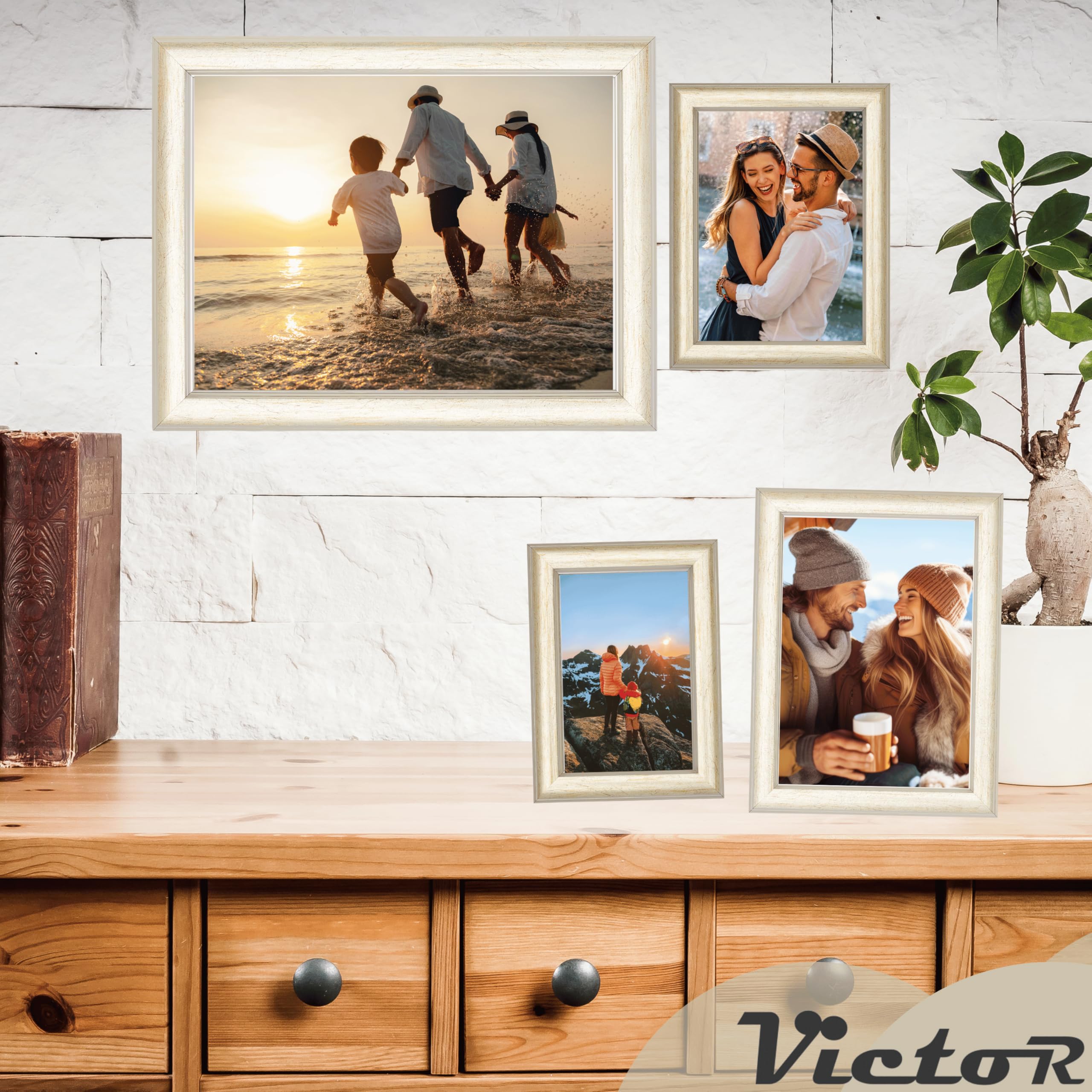 Victor Monet cadre photo 30x40 cm or beige art déco