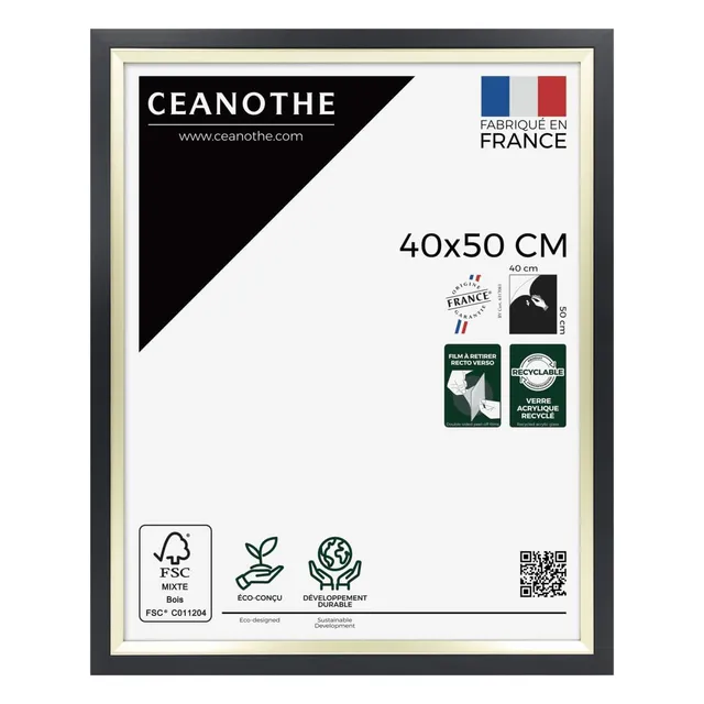 Ceanothe Actual 40x50 cm cadre photo noir et doré mural