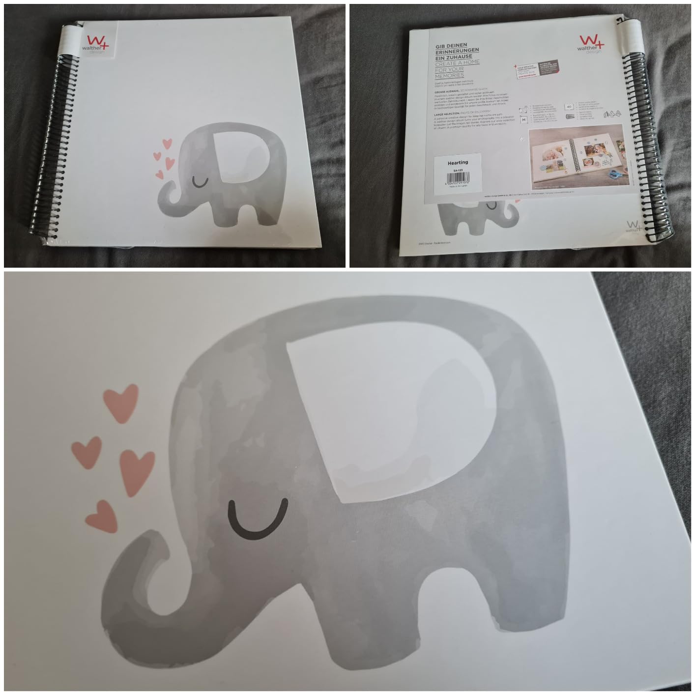 Walther Design SA-133 album photo spirale éléphant 25x25 cm