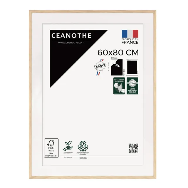 Ceanothe Alba cadre photo chêne 60x80 cm passe-partout