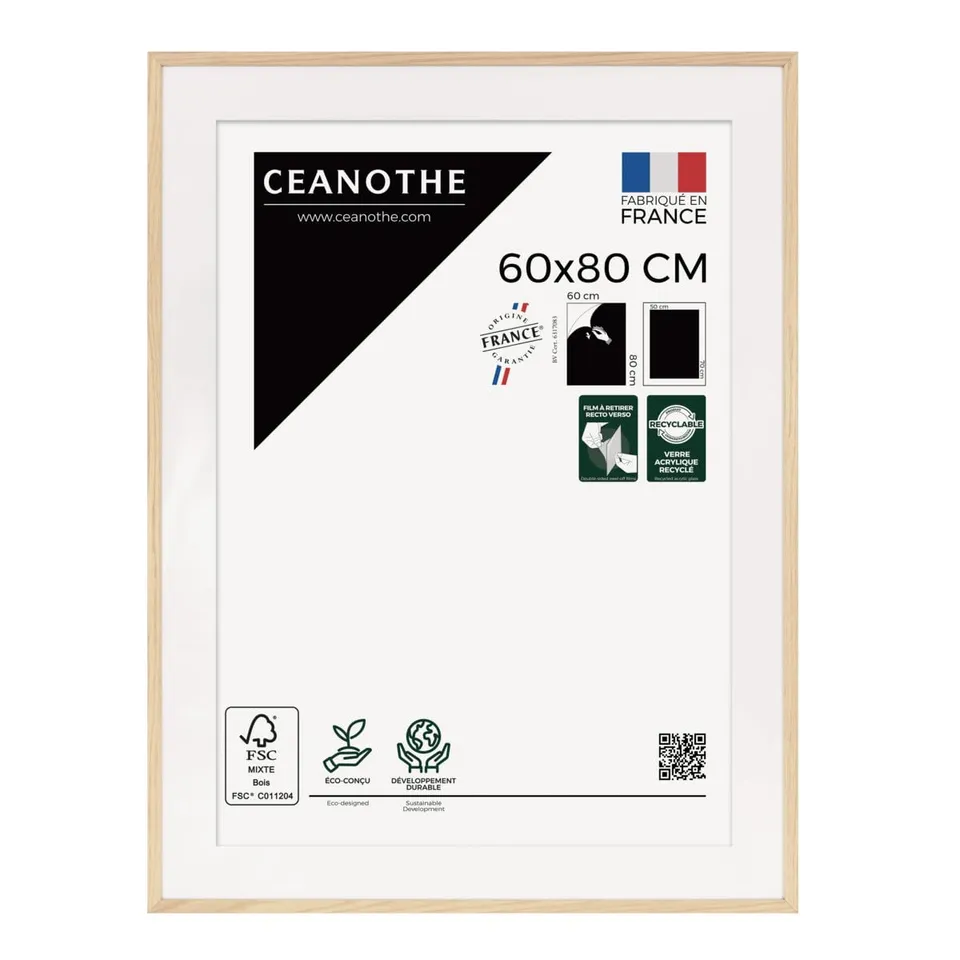 Ceanothe Alba cadre photo chêne 60x80 cm passe-partout