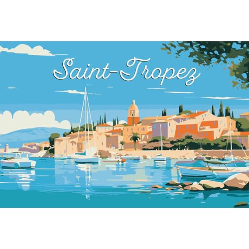 Ceanothe illustration Saint-Tropez tableau toile 45x65 cm mat