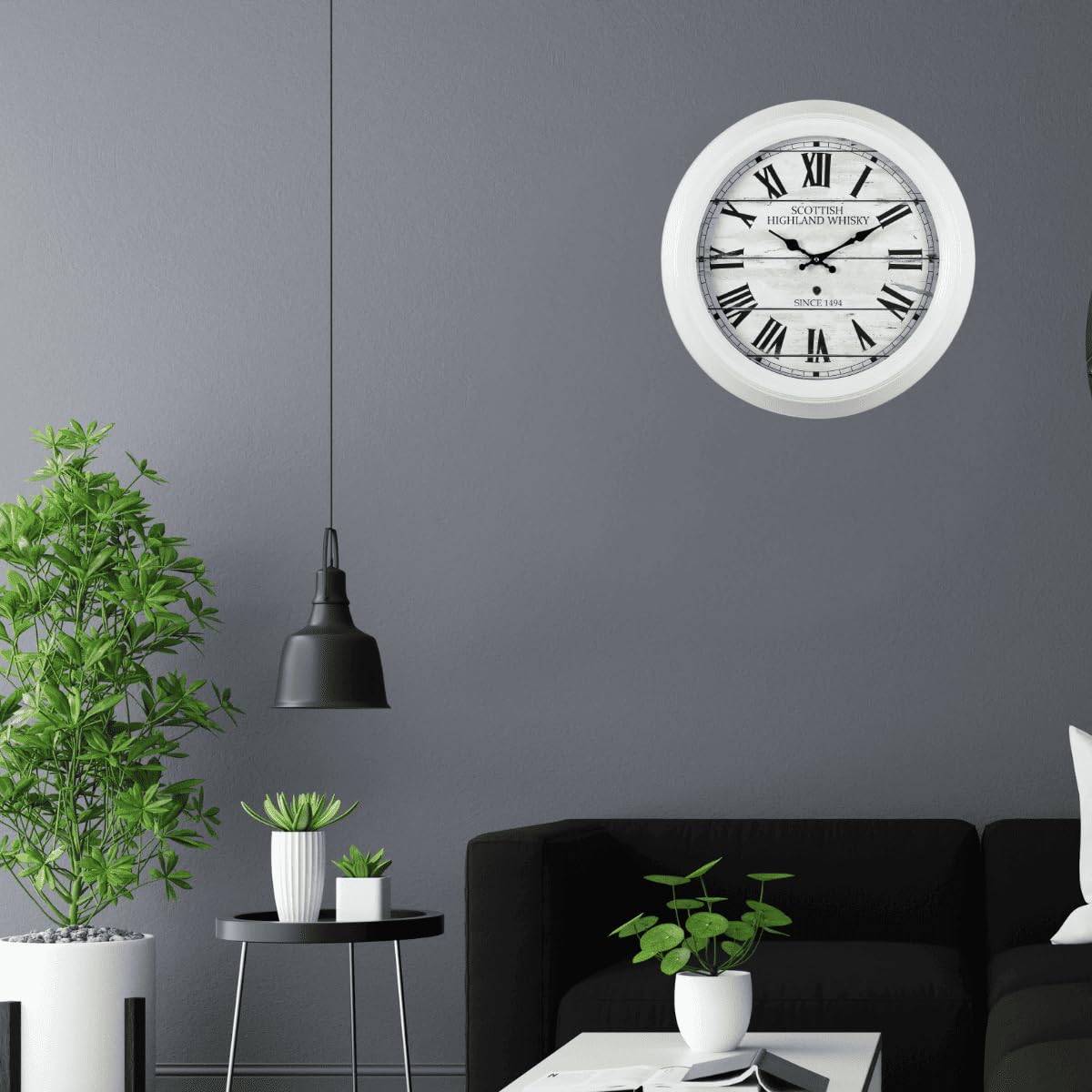 Ceanothe 17015 Scottish horloge murale 47 cm blanc