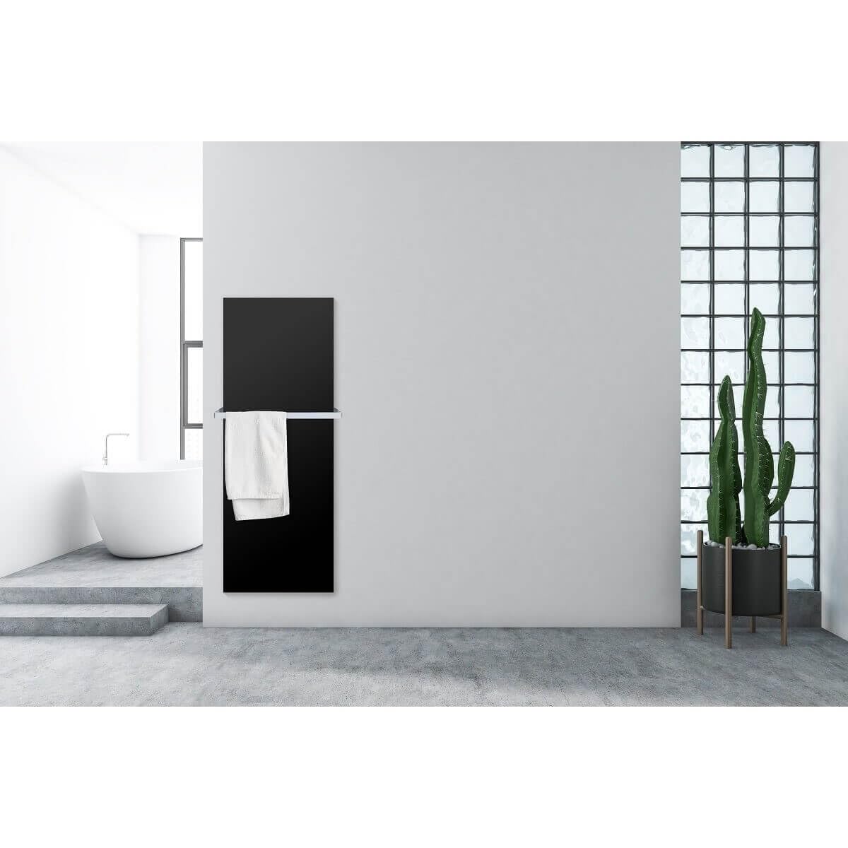 Ceanothe Allure noir radiateur électrique 45x120 cm 600W verre