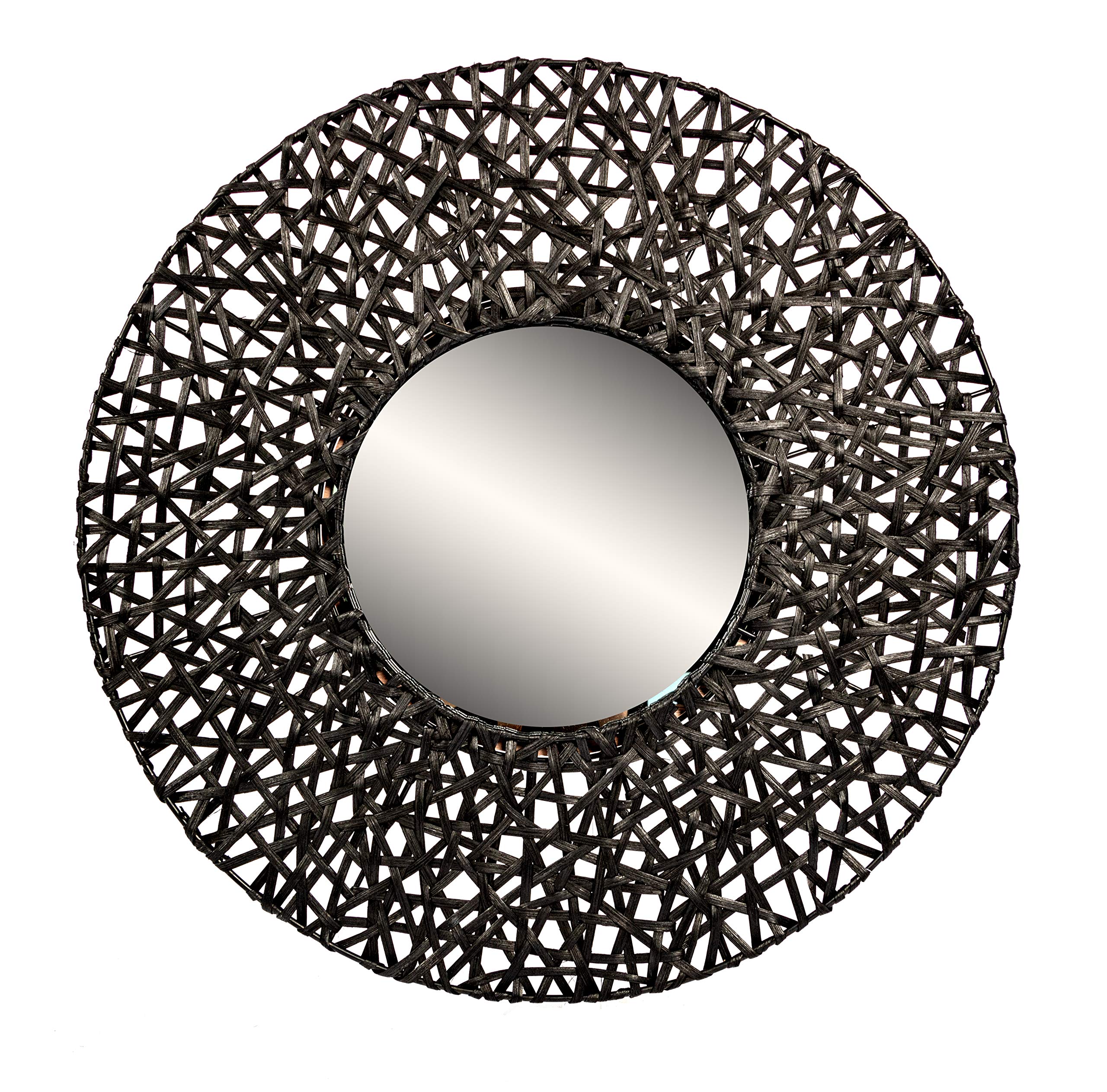 Brio Pretoria miroir rond 55 cm bois massif noir