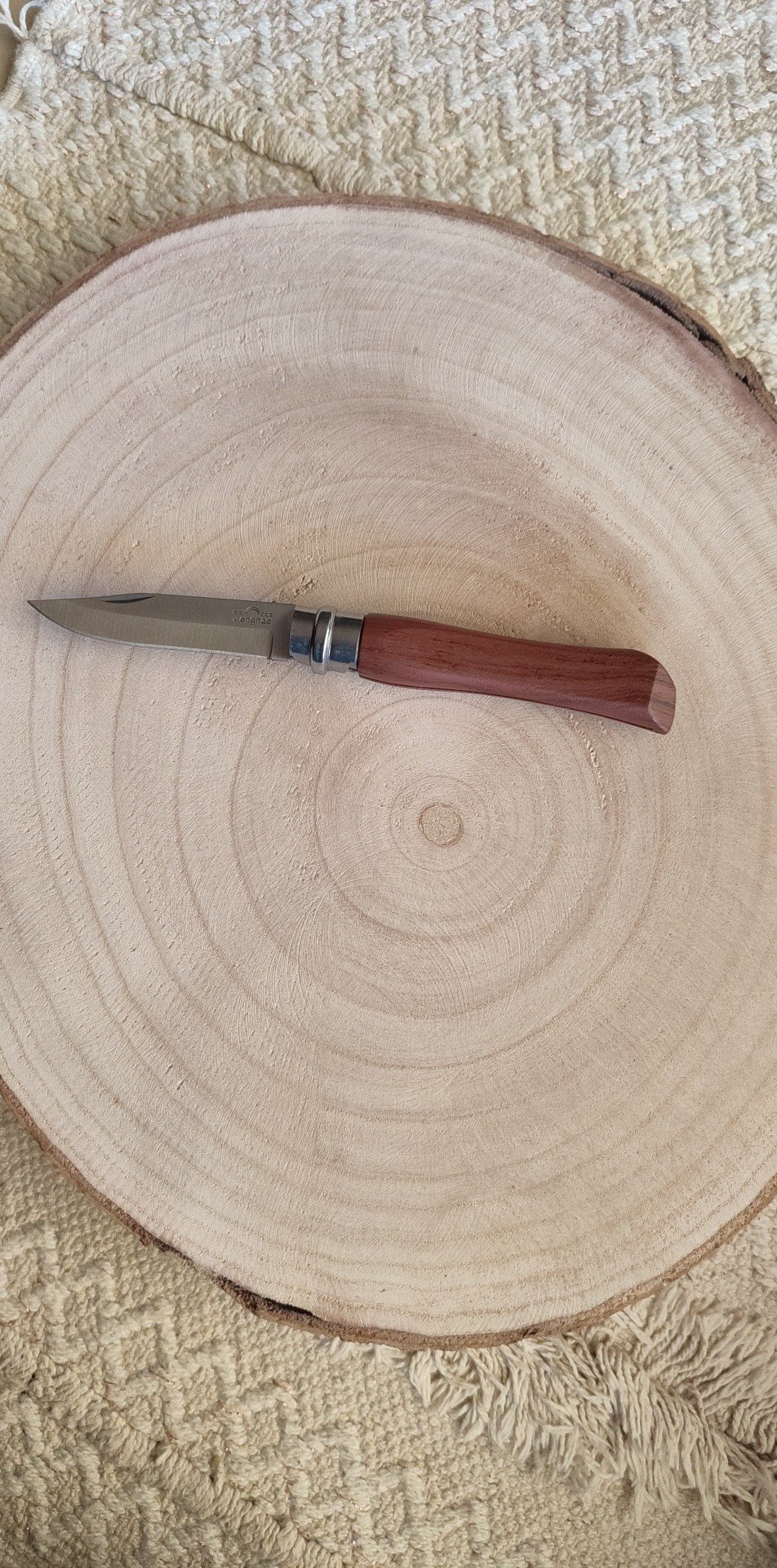 Creat’Angel couteau poche manche bois 20 cm gravé
