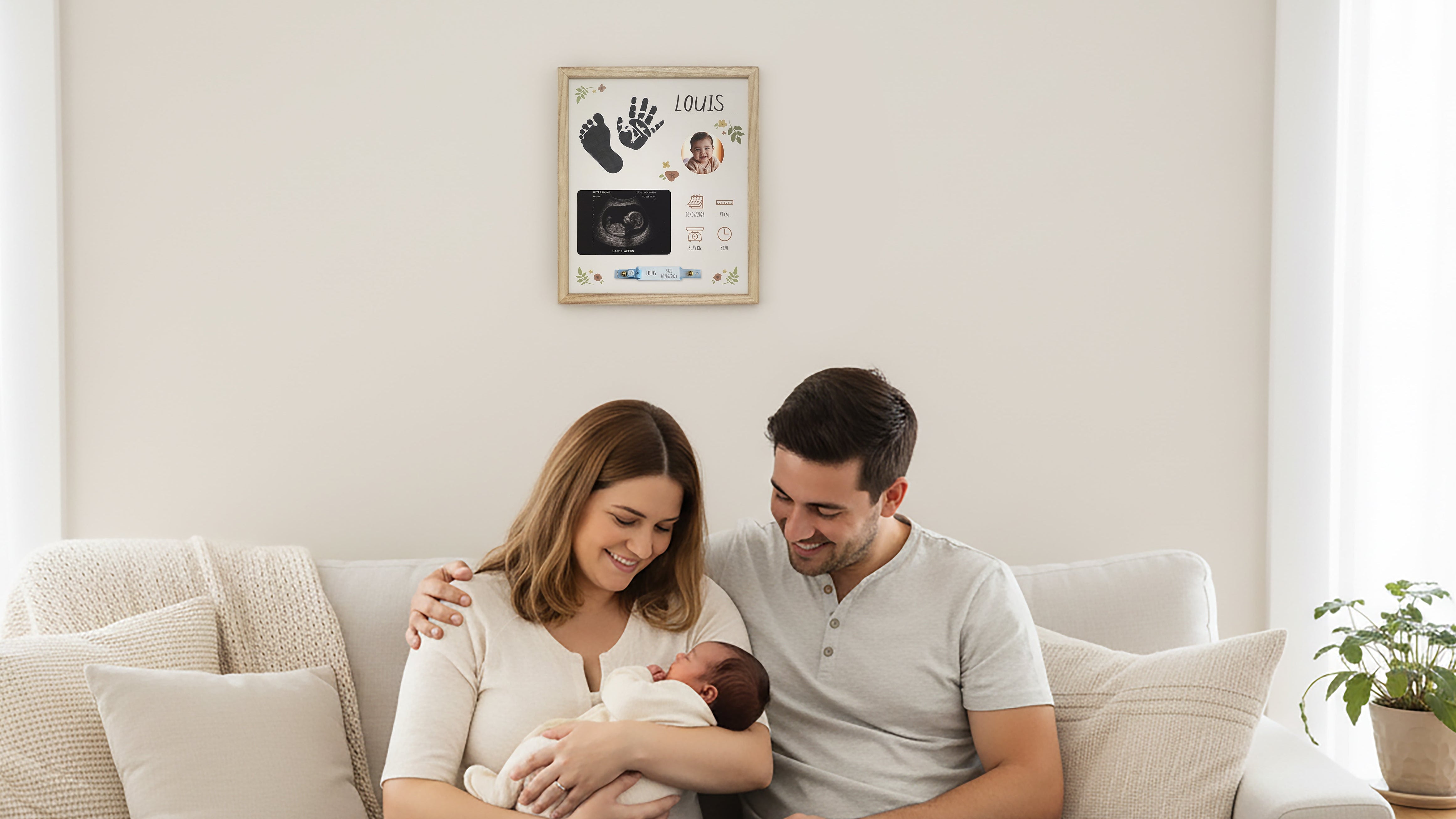 Petit Artichaut Birth Frame boîte souvenirs naissance cœurs