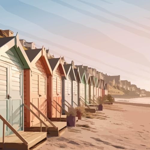 Ceanothe cabanes colorées tableau toile 90x90 cm mat