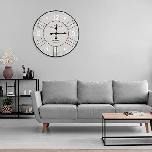 Ceanothe London 60 cm horloge murale noir et bois silencieuse