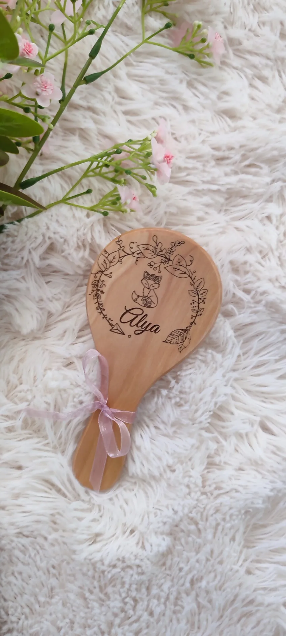 Creat’Angel Brosse à cheveux enfant bois 15 cm gravée