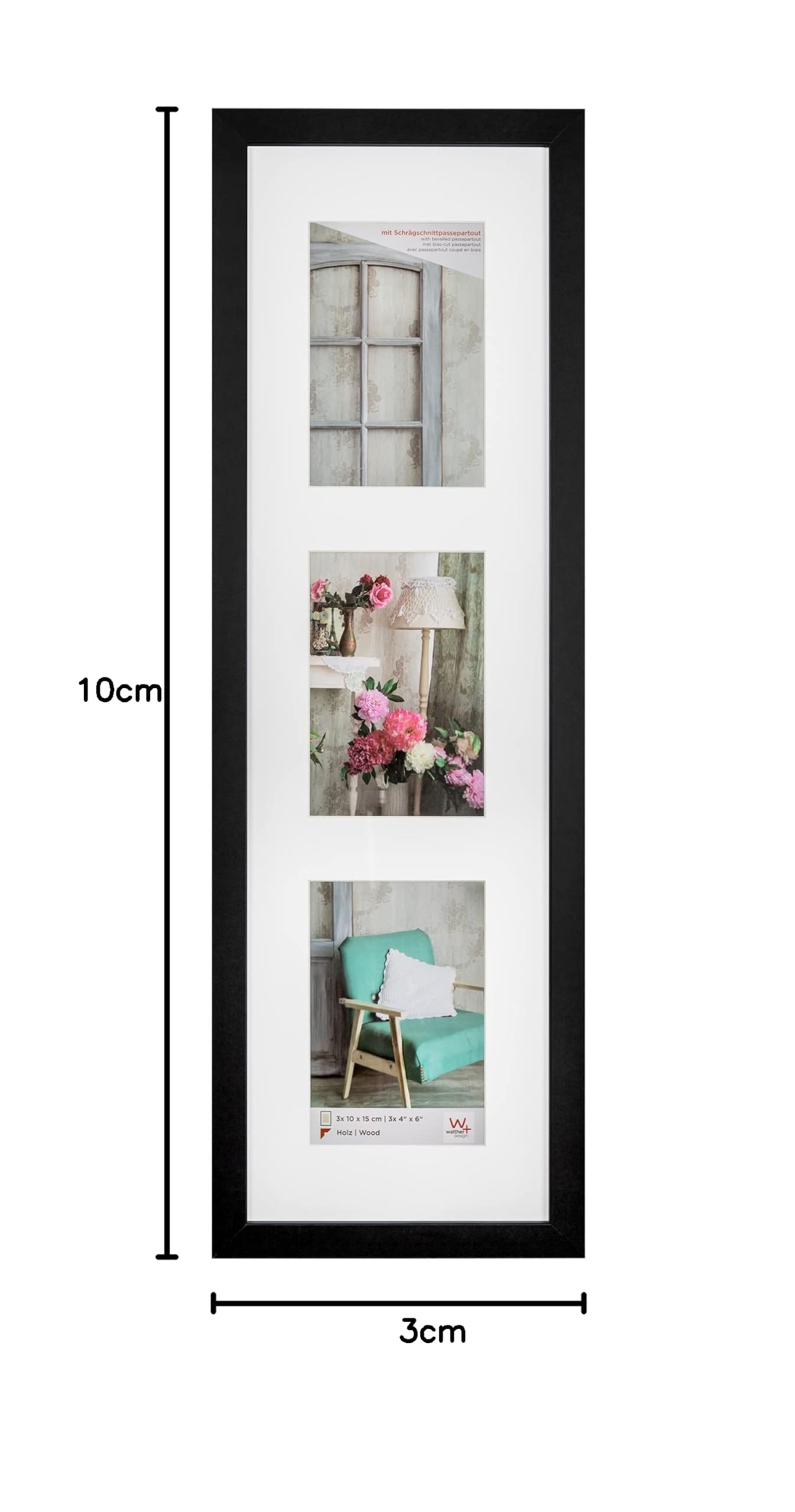 walther design Stockholm EA315B cadre photo noir 3 x 10x15 cm