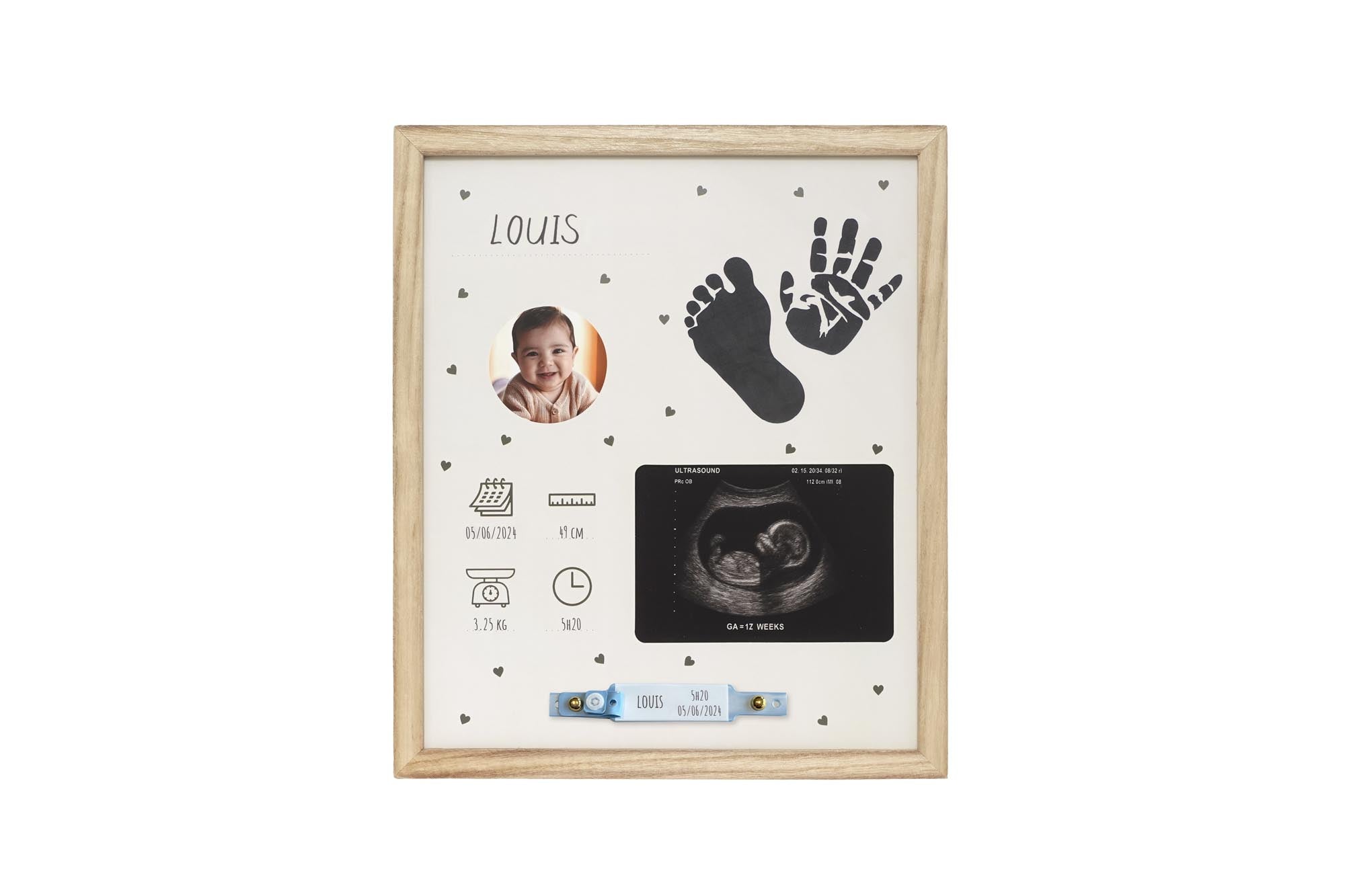Petit Artichaut Birth Frame boîte souvenirs naissance cœurs