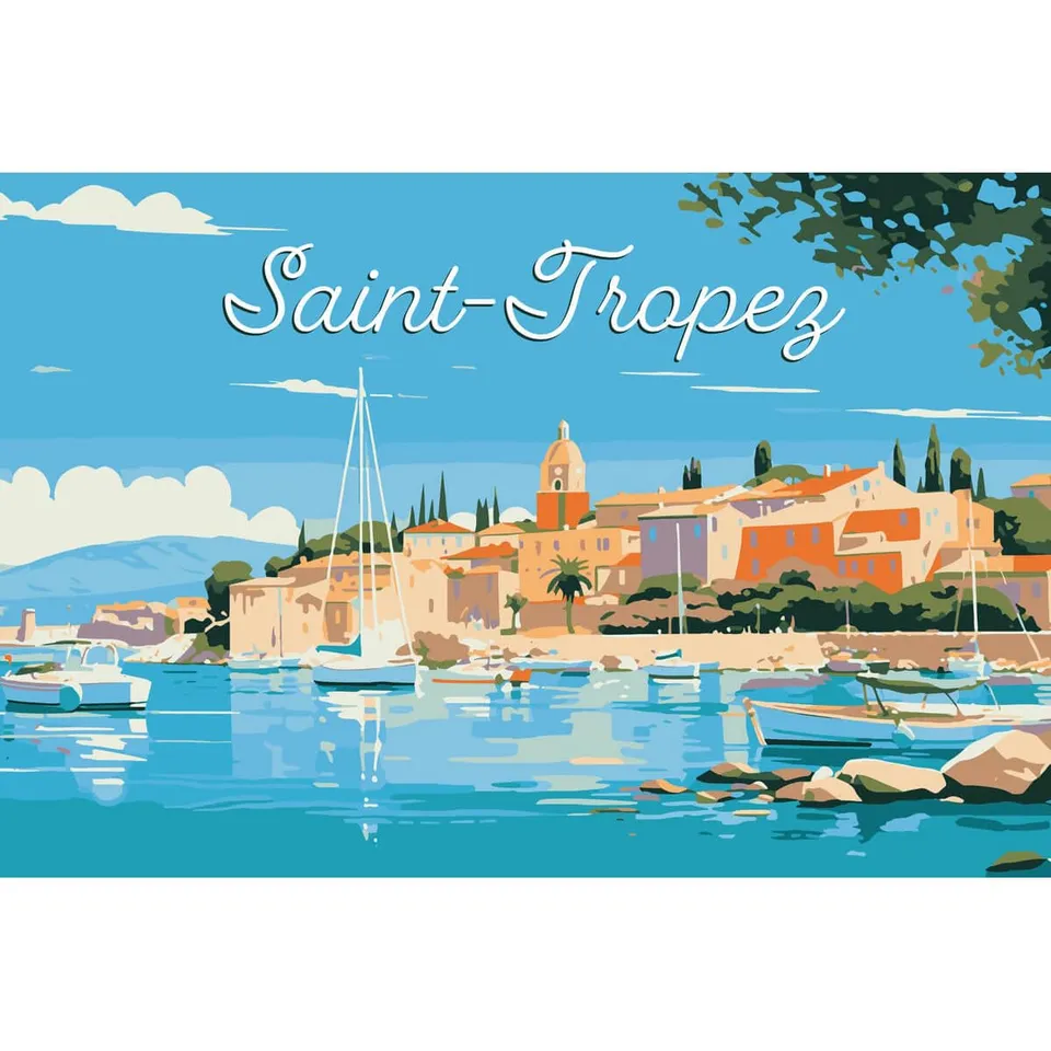 Ceanothe illustration Saint-Tropez tableau toile 45x65 cm mat