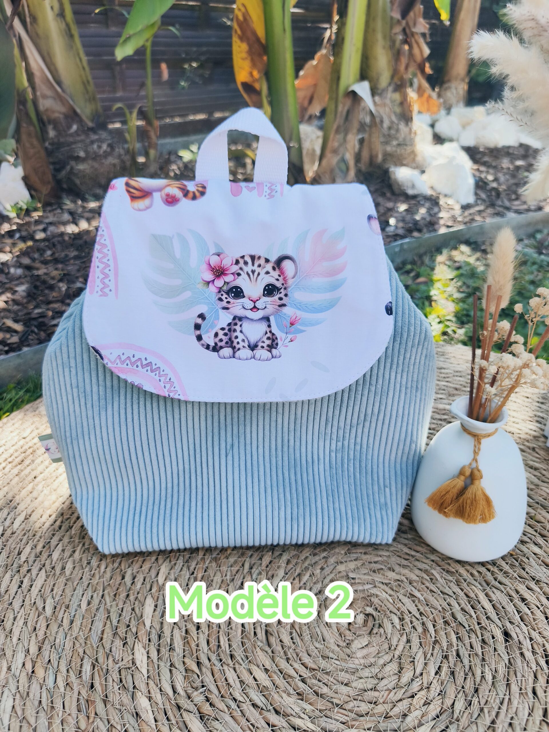 Creat’Angel Sac à dos velours côtelé personnalisé 29x30 cm