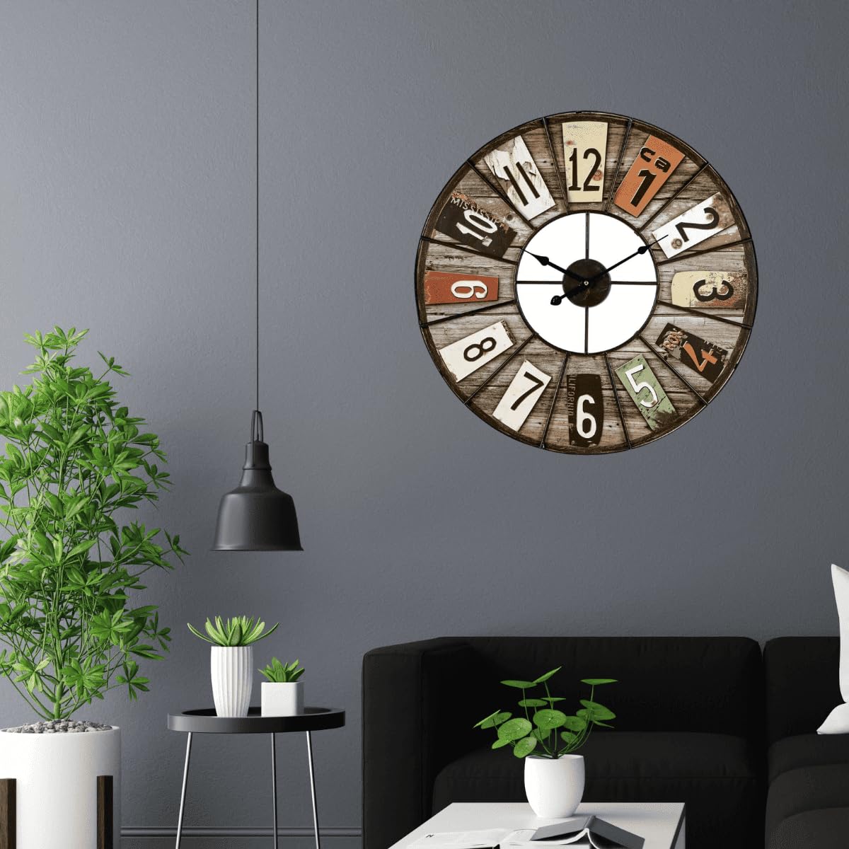 Ceanothe Emotion horloge murale 60 cm métal noir silencieuse