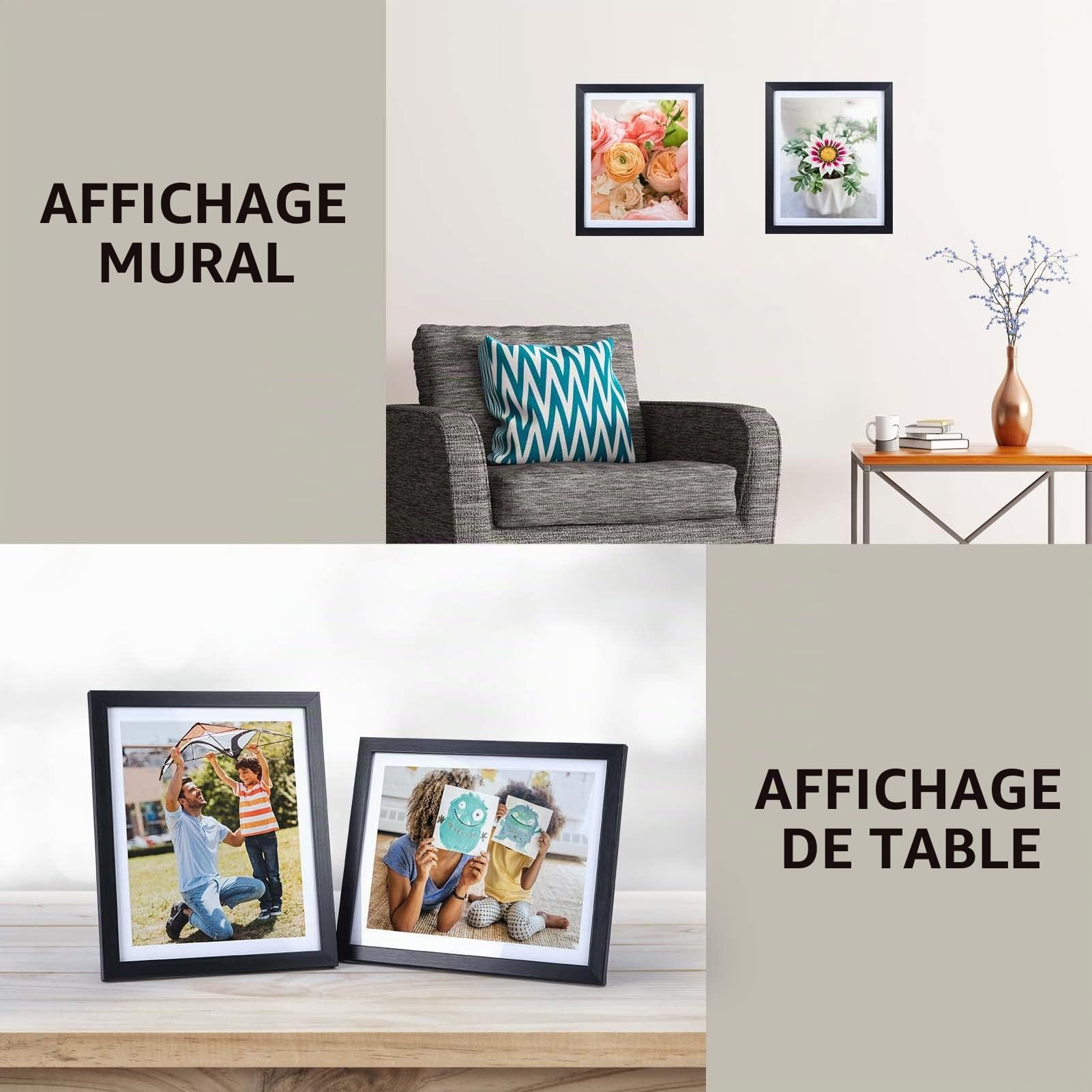 EYMPEU cadre photo noir 20x25 cm lot de 6 avec passe-partout