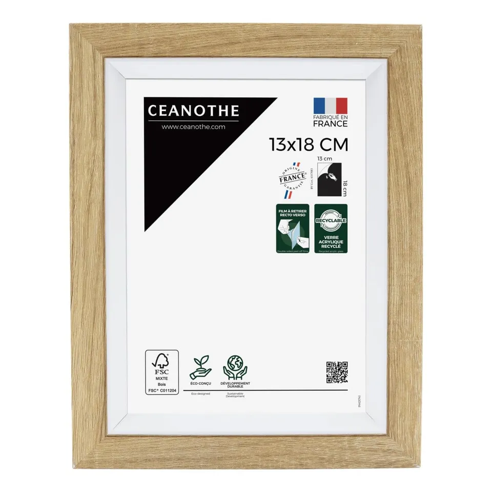Ceanothe Actual 13x18 cm cadre photo brut et blanc à poser