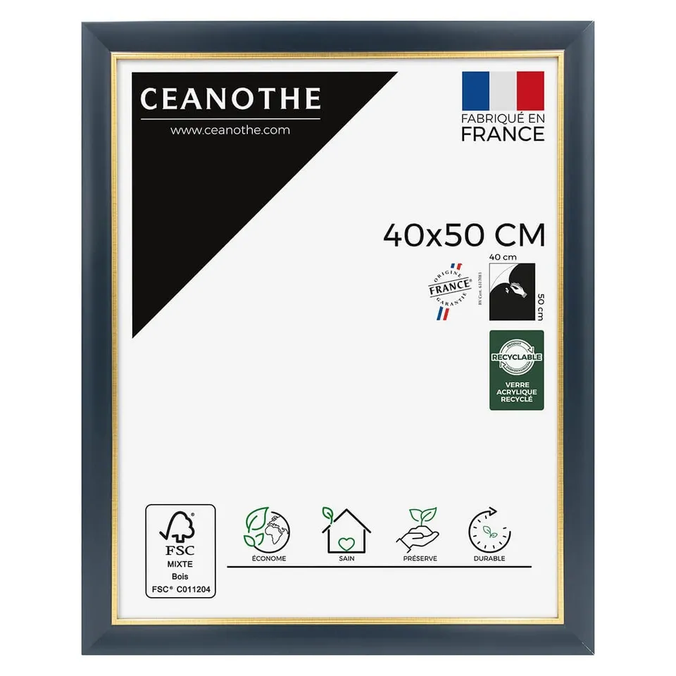 Ceanothe Hades cadre photo bleu dore 40x50 cm A3