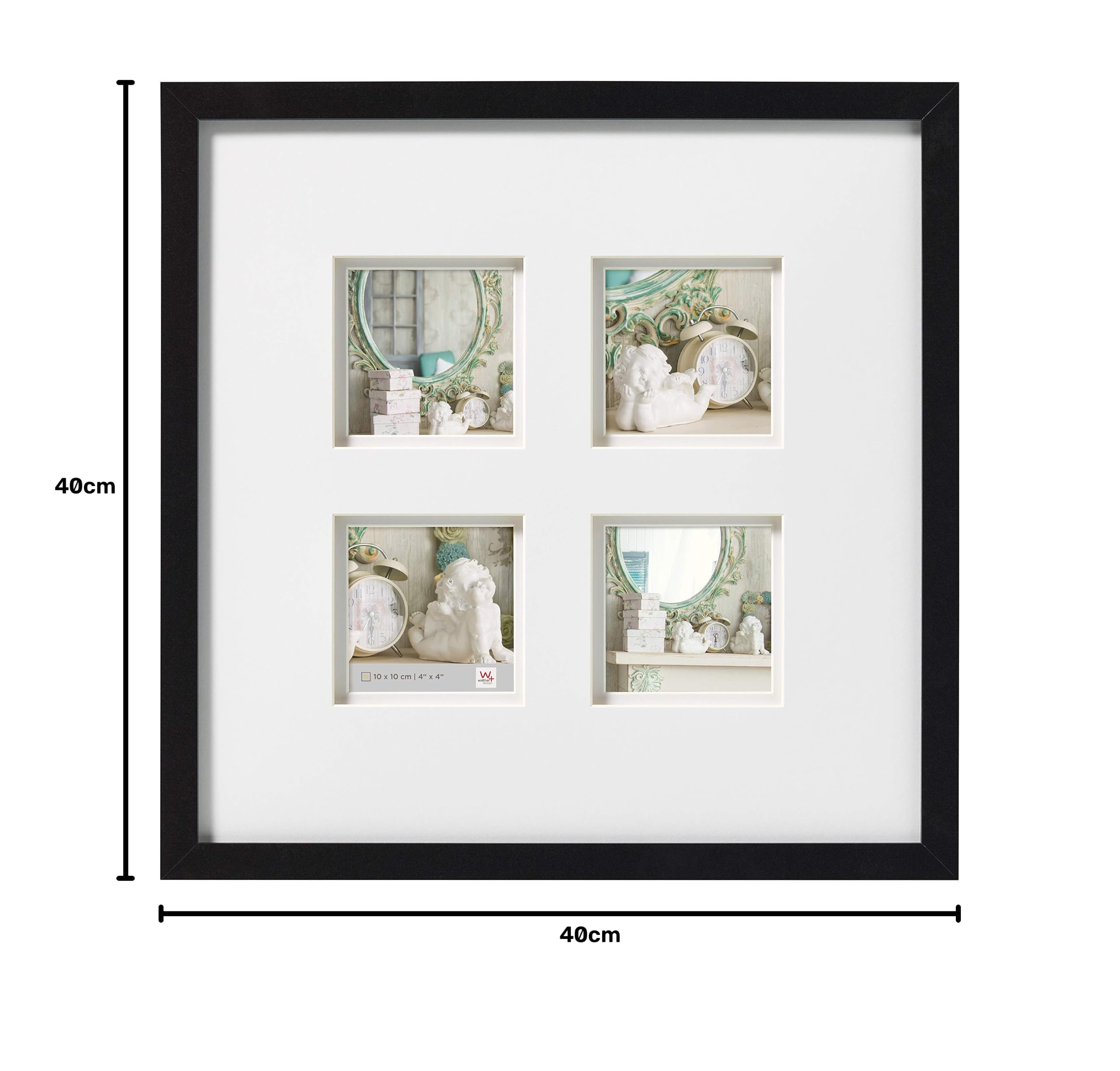 Walther Design Stockholm cadre 4 photos 10x10 cm noir