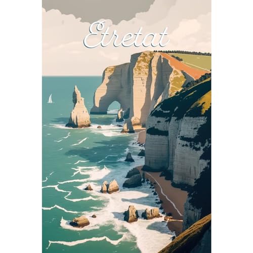 Ceanothe Falaise Etretat tableau sur toile illustration 30x45 cm