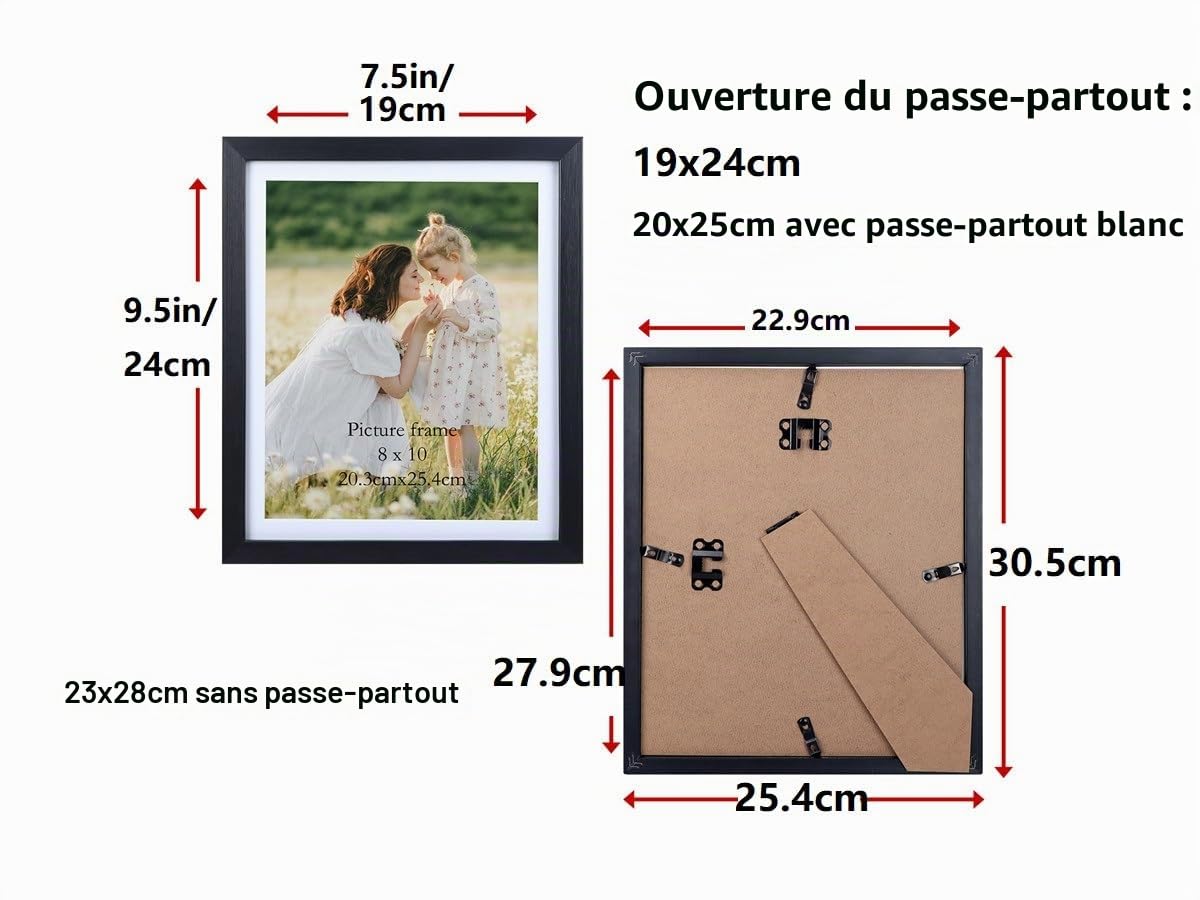 EYMPEU cadre photo noir 20x25 cm lot de 6 avec passe-partout