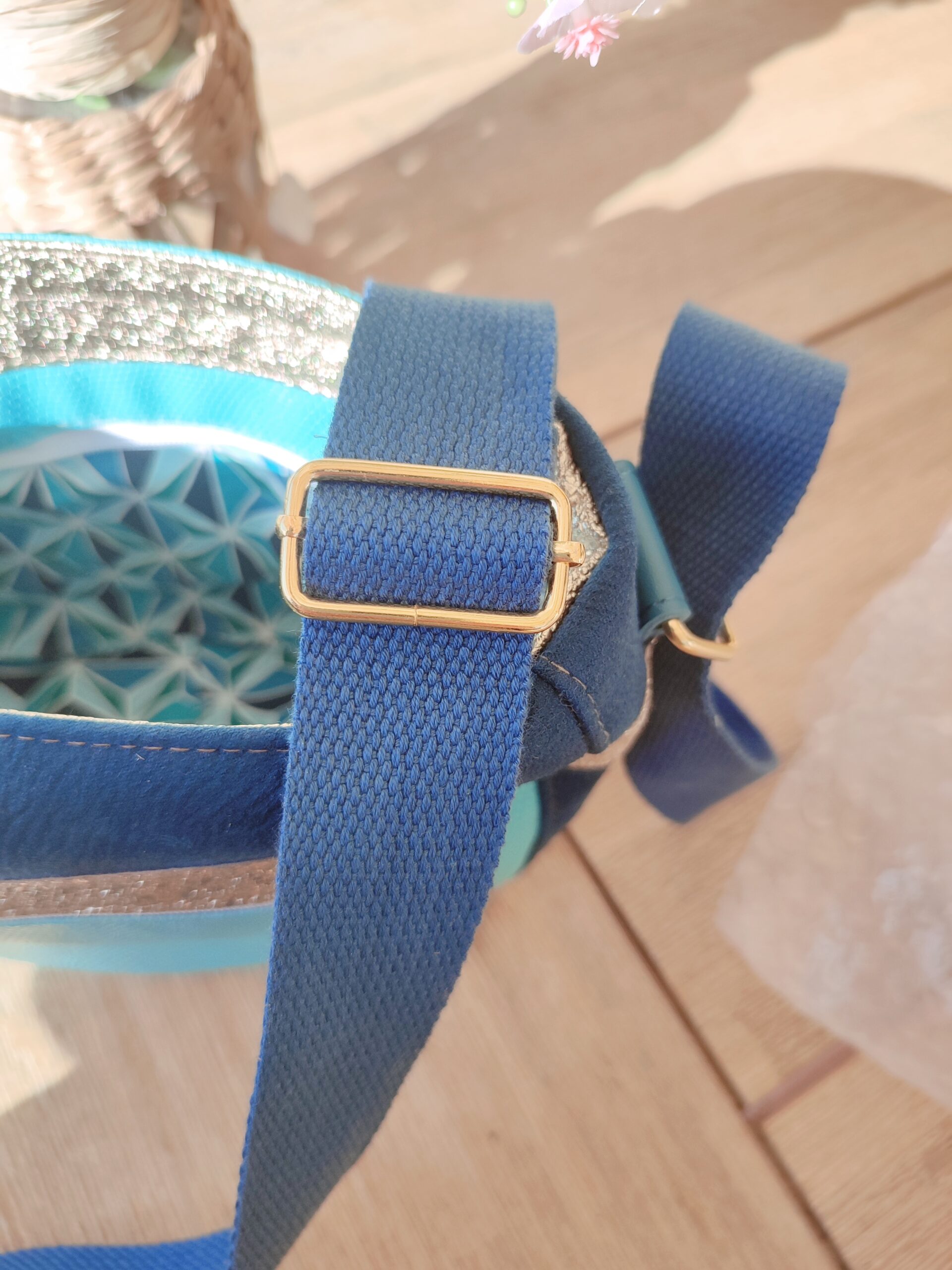 Creat’Angel Sac Katia bandoulière bleu doré 19 cm