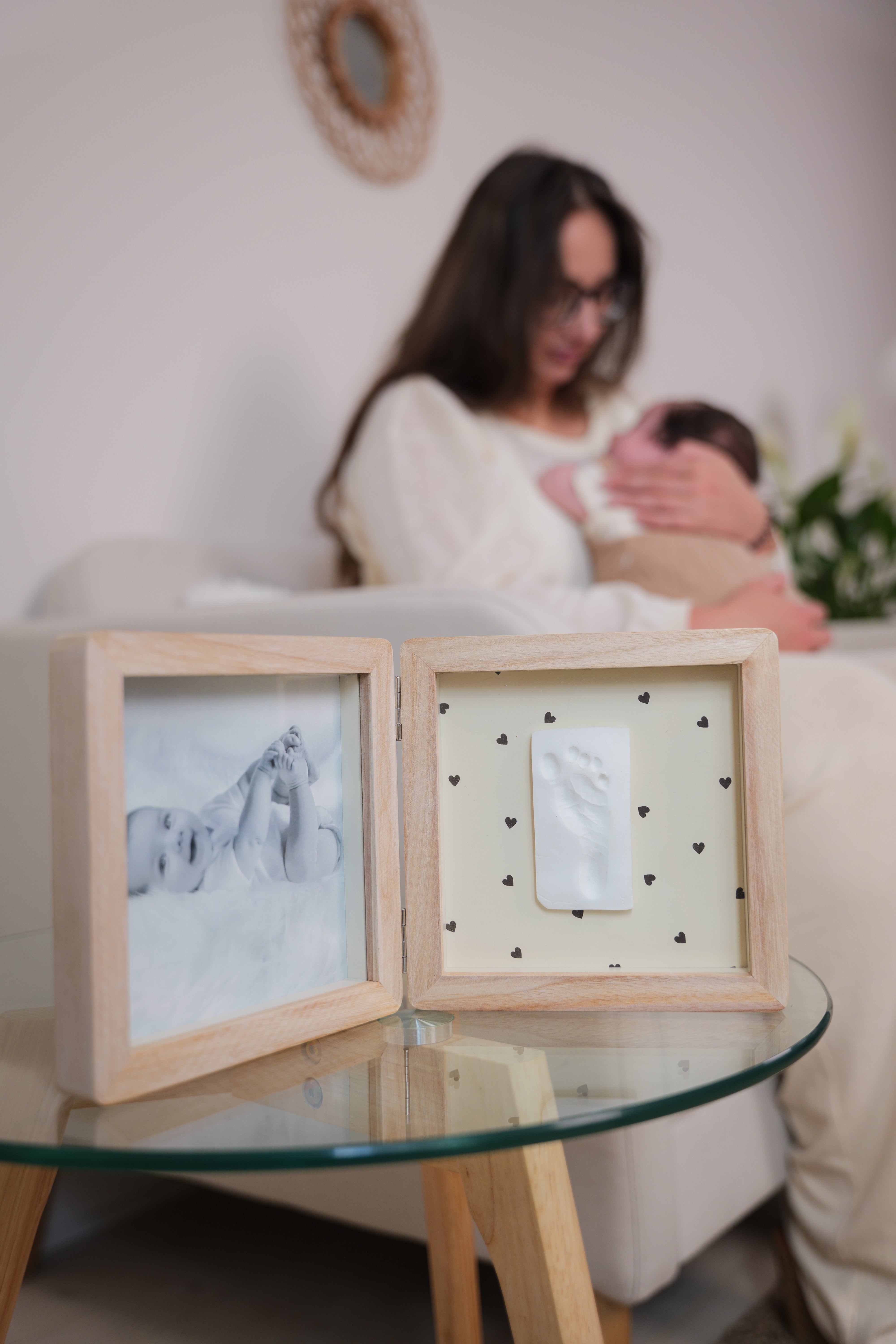 Petit Artichaut Double Frame Pretty Hearts cadre empreinte beige