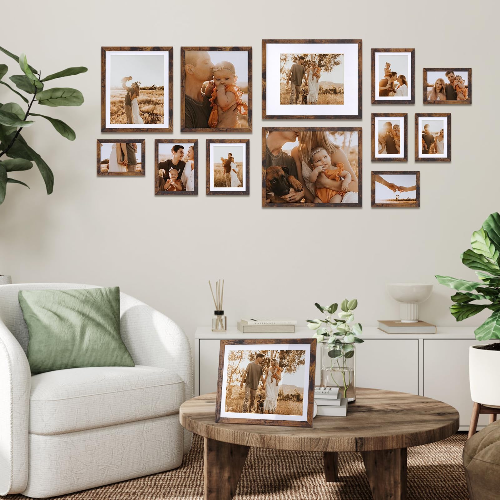 EYMPEU lot 15 cadres photo MDF marron 15,2x20,3 cm passe-partout