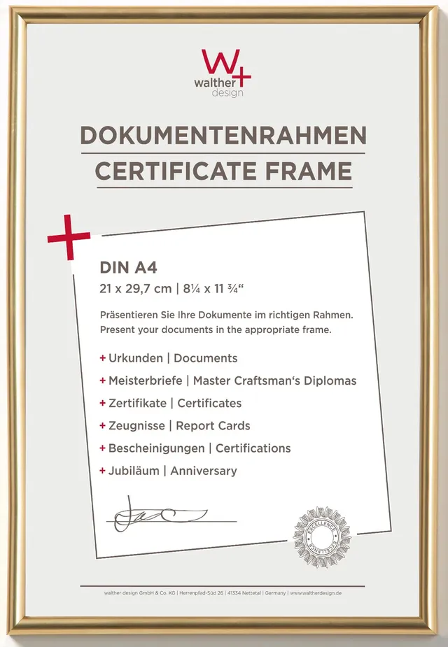 Walther Galeria KG130H cadre photo plastique or A4 21x29,7 cm