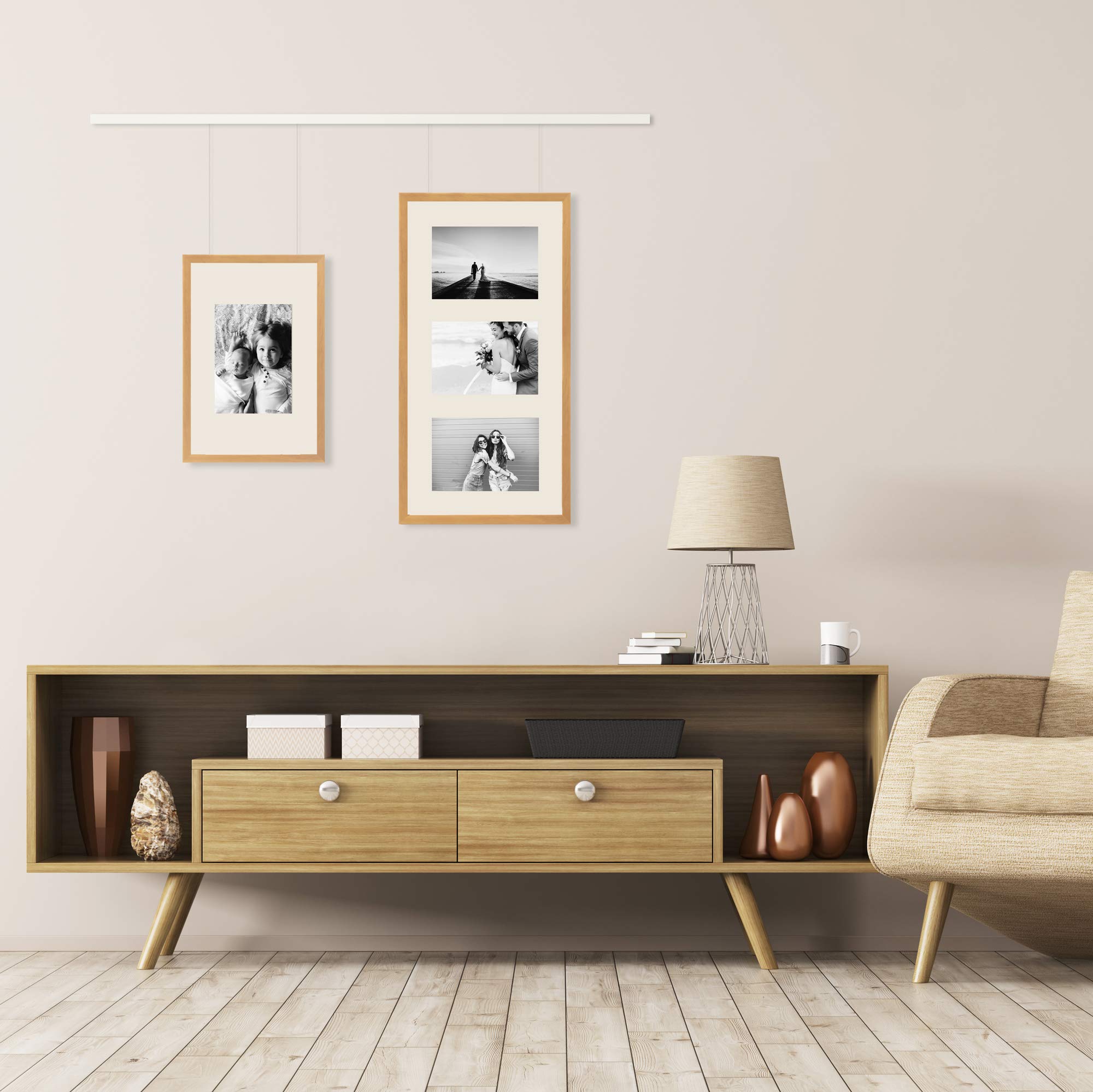 walther design rail tableau blanc 1 m aluminium avec crochets