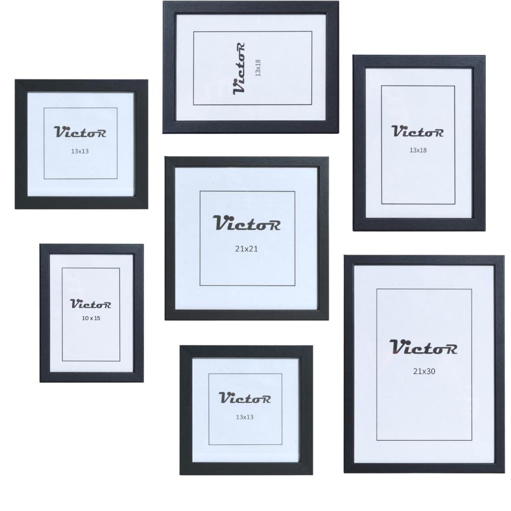 Victor Klee set 7 cadres photo noir bois véritable