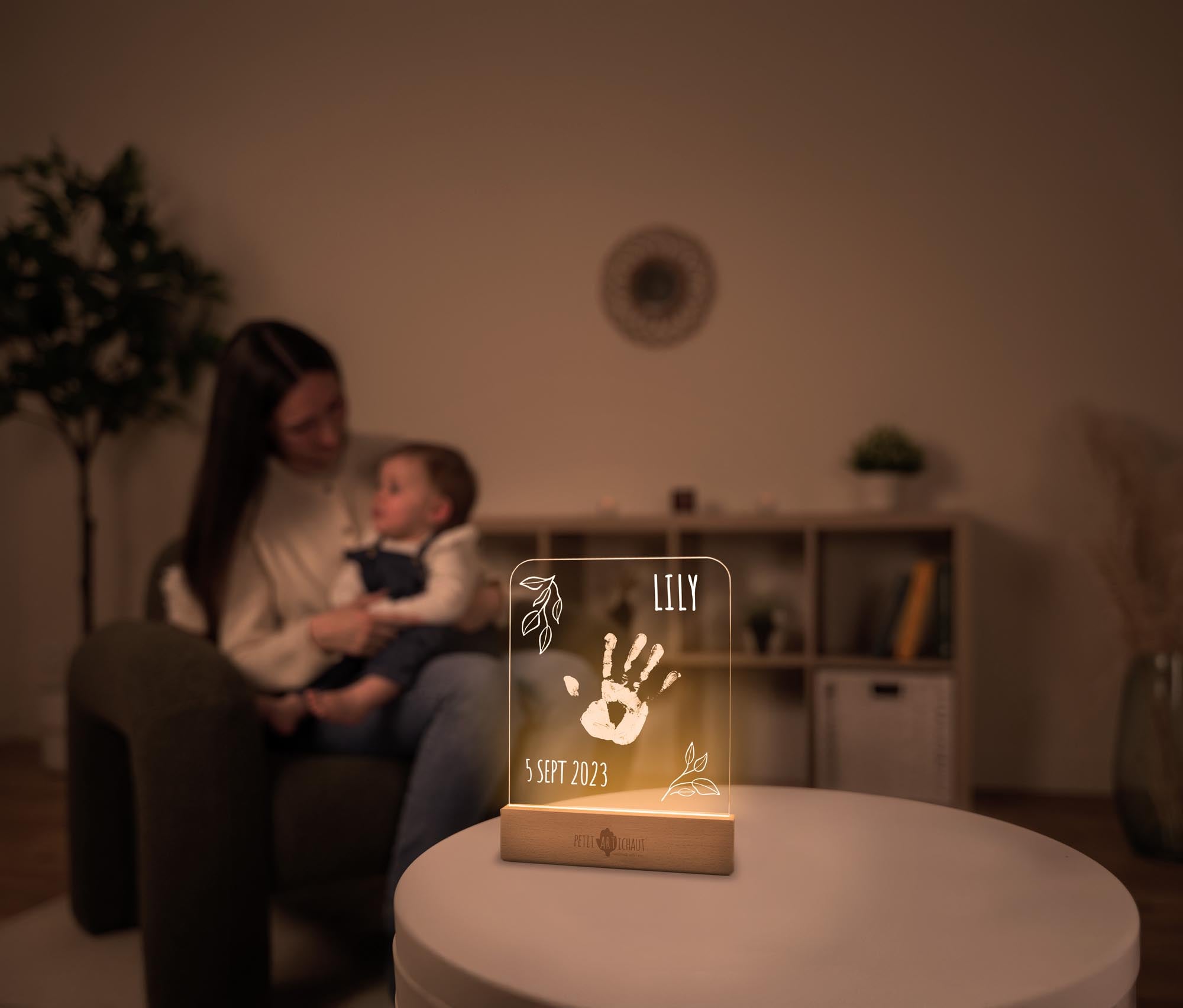 Petit Artichaut Olive Tree cadre lumineux olivier bois