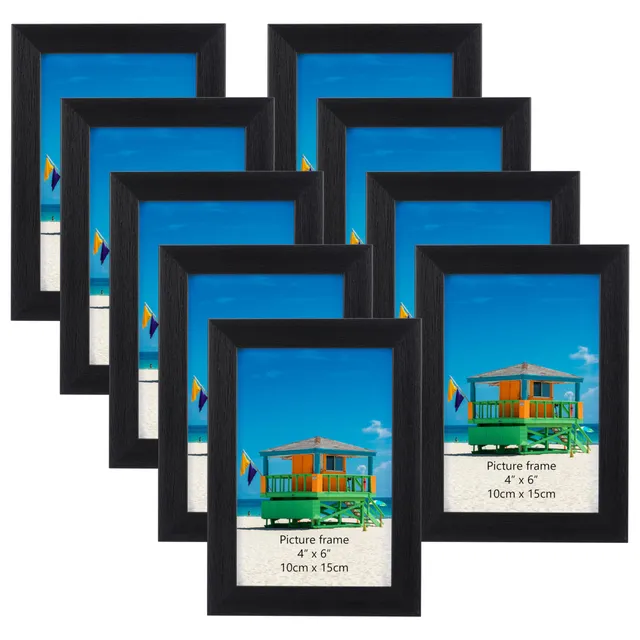 EYMPEU lot 9 cadres photo 10x15 cm noirs passe-partout verre