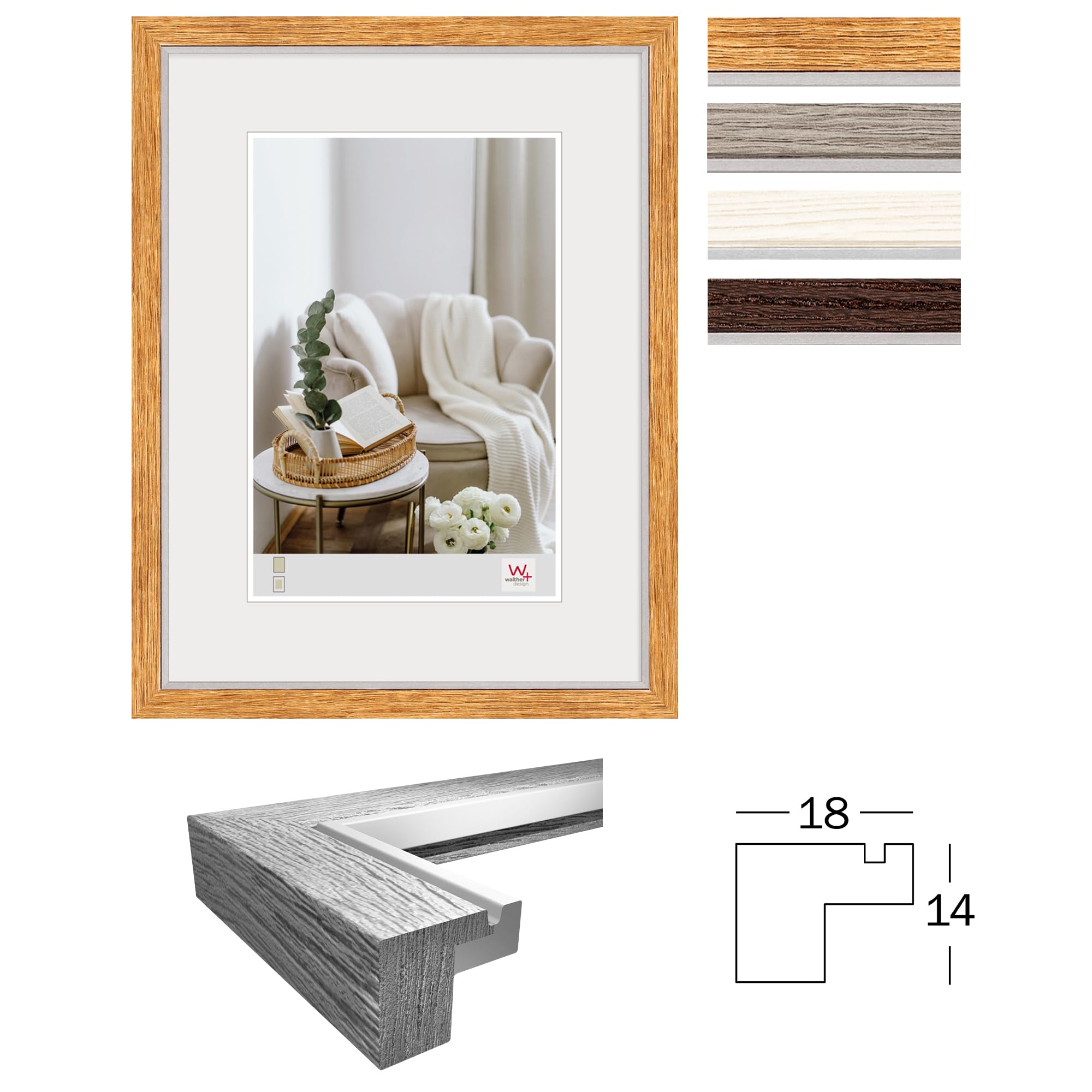 walther design Hygge NC050E cadre photo 40x50 cm chêne