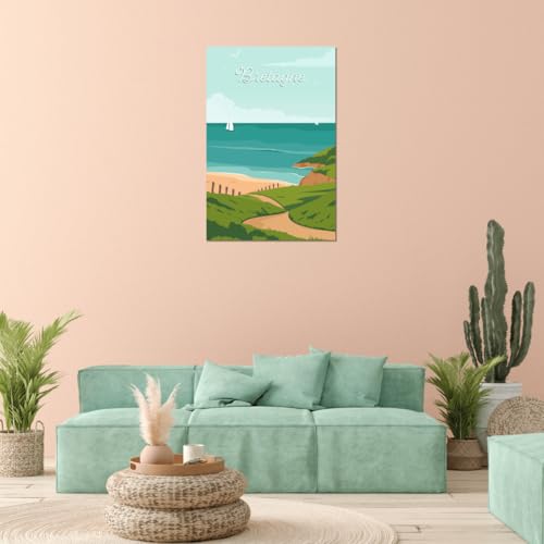 Ceanothe Bretagne tableau sur toile illustration 30x45 cm mer
