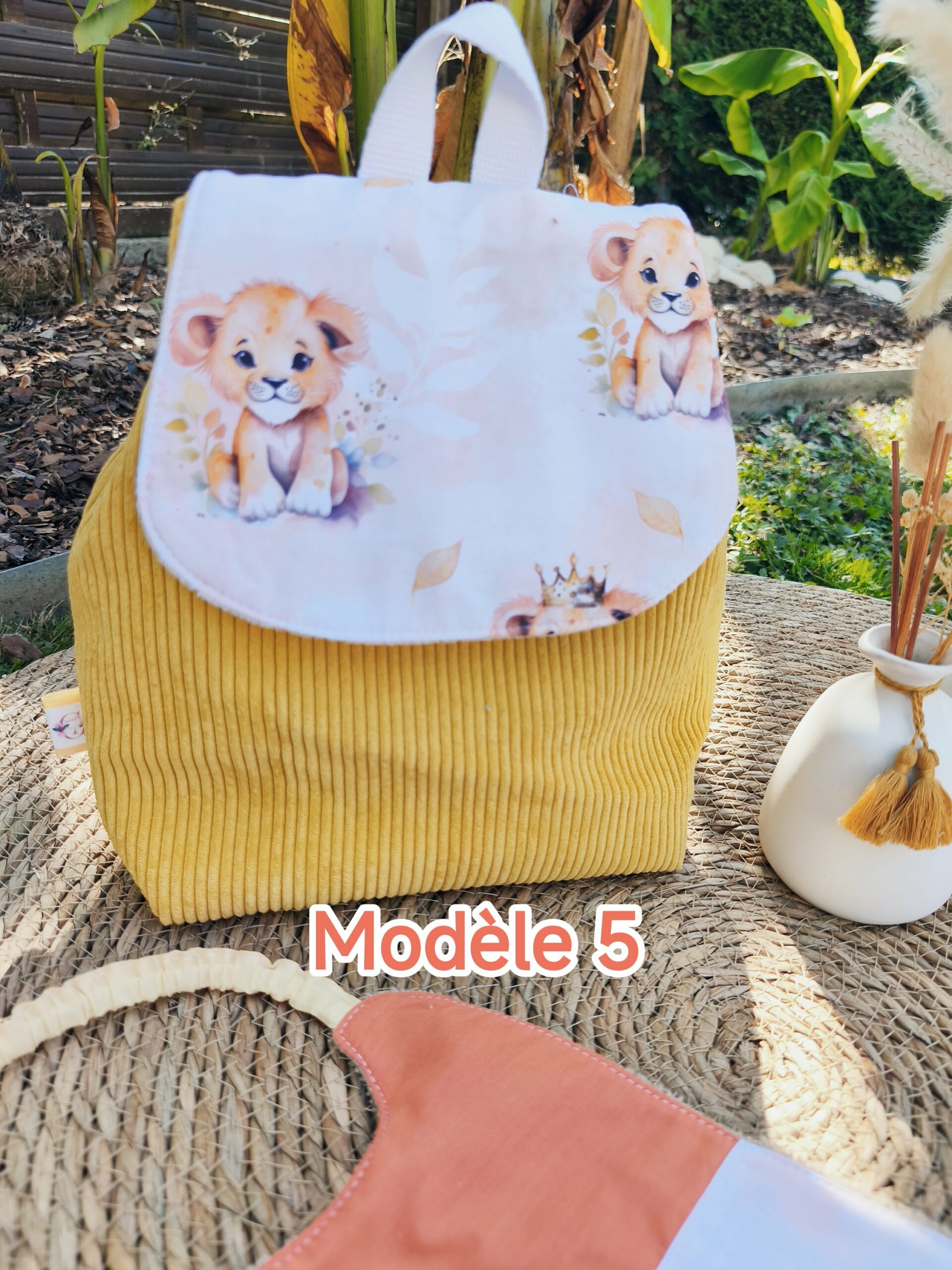 Creat’Angel Sac à dos velours côtelé personnalisé 29x30 cm