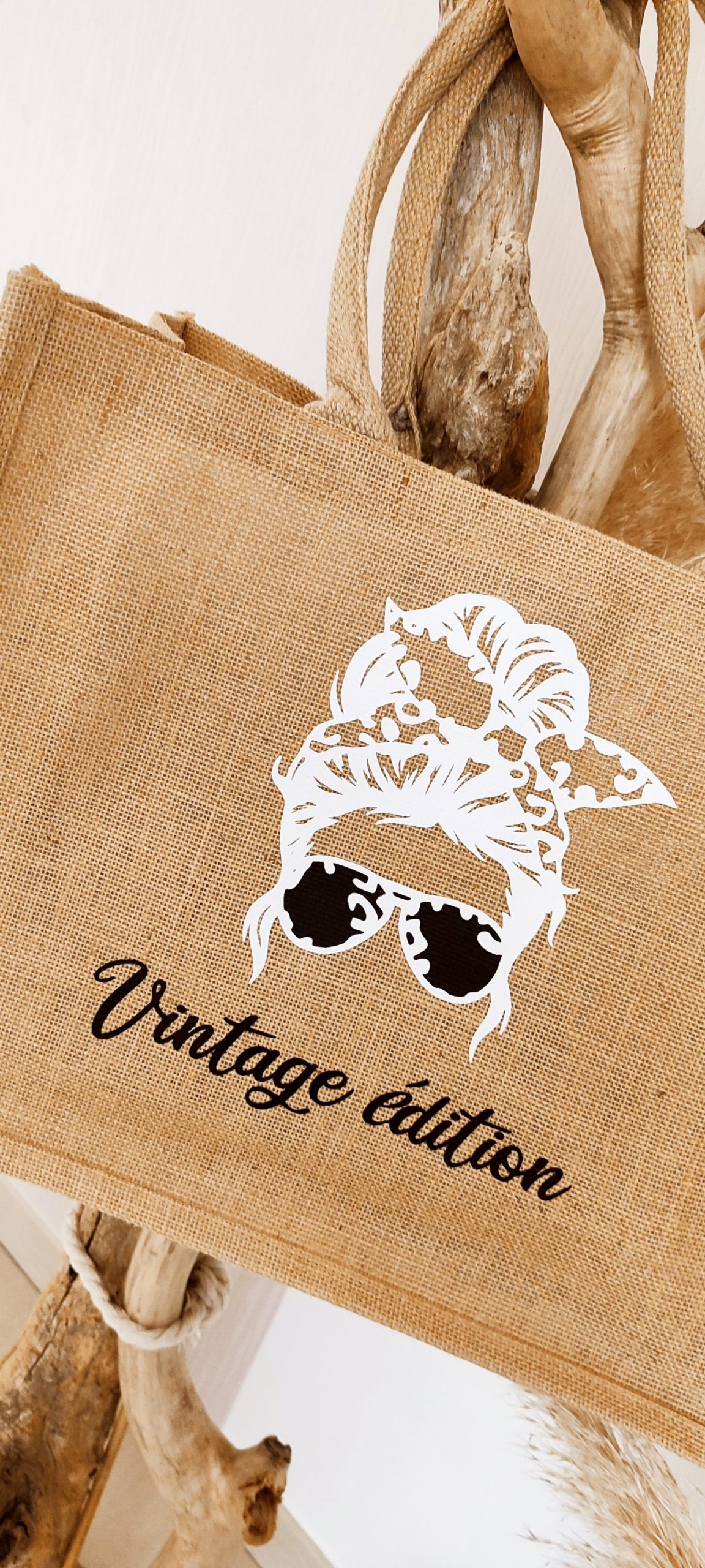 Creat’Angel Vintage blanc sac jute 42 cm