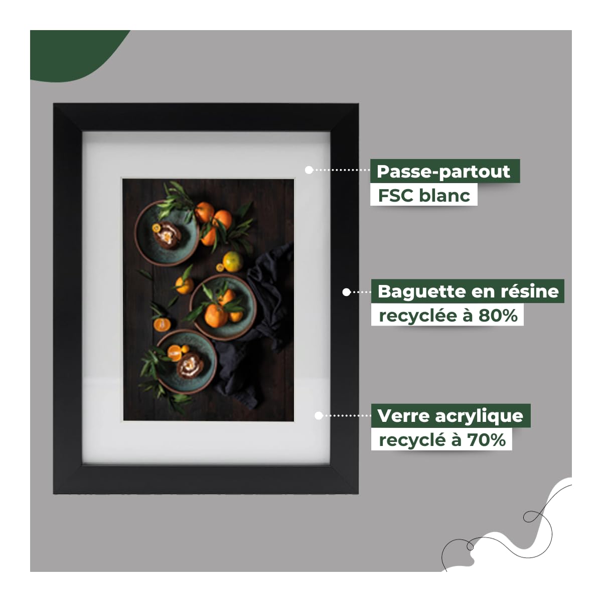 Ceanothe Milan cadre photo 24x30 cm noir passe-partout