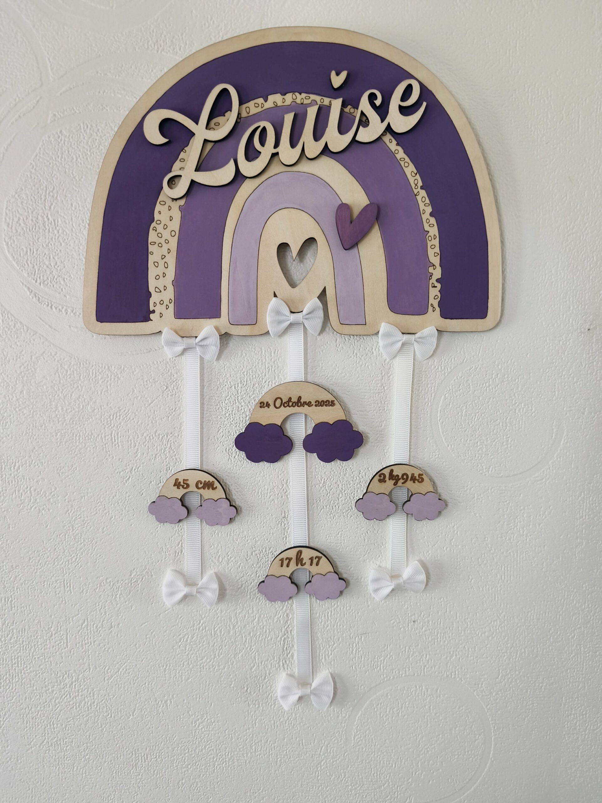 Creat’Angel arc-en-ciel suspension naissance personnalisée 26x36 cm