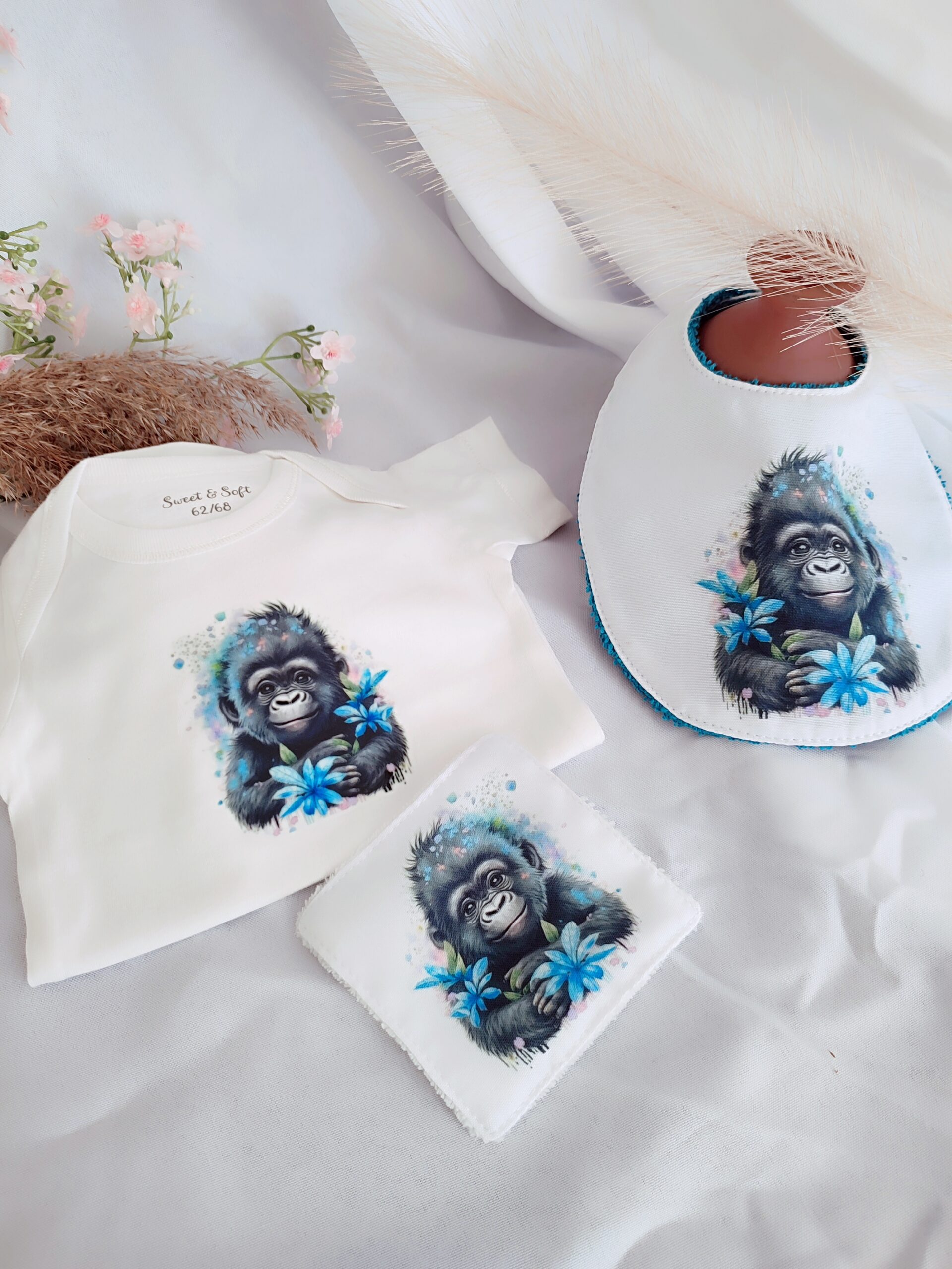 Creat’Angel coffret naissance gorille body bavoir 0-3 mois