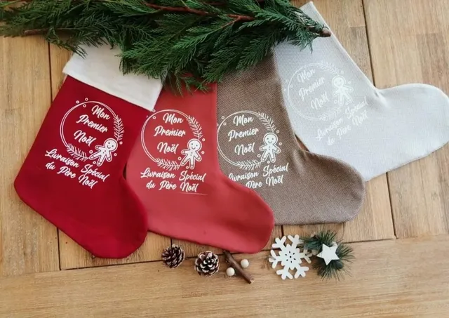 Creat’Angel chaussette de Noël personnalisée flocage 37 cm