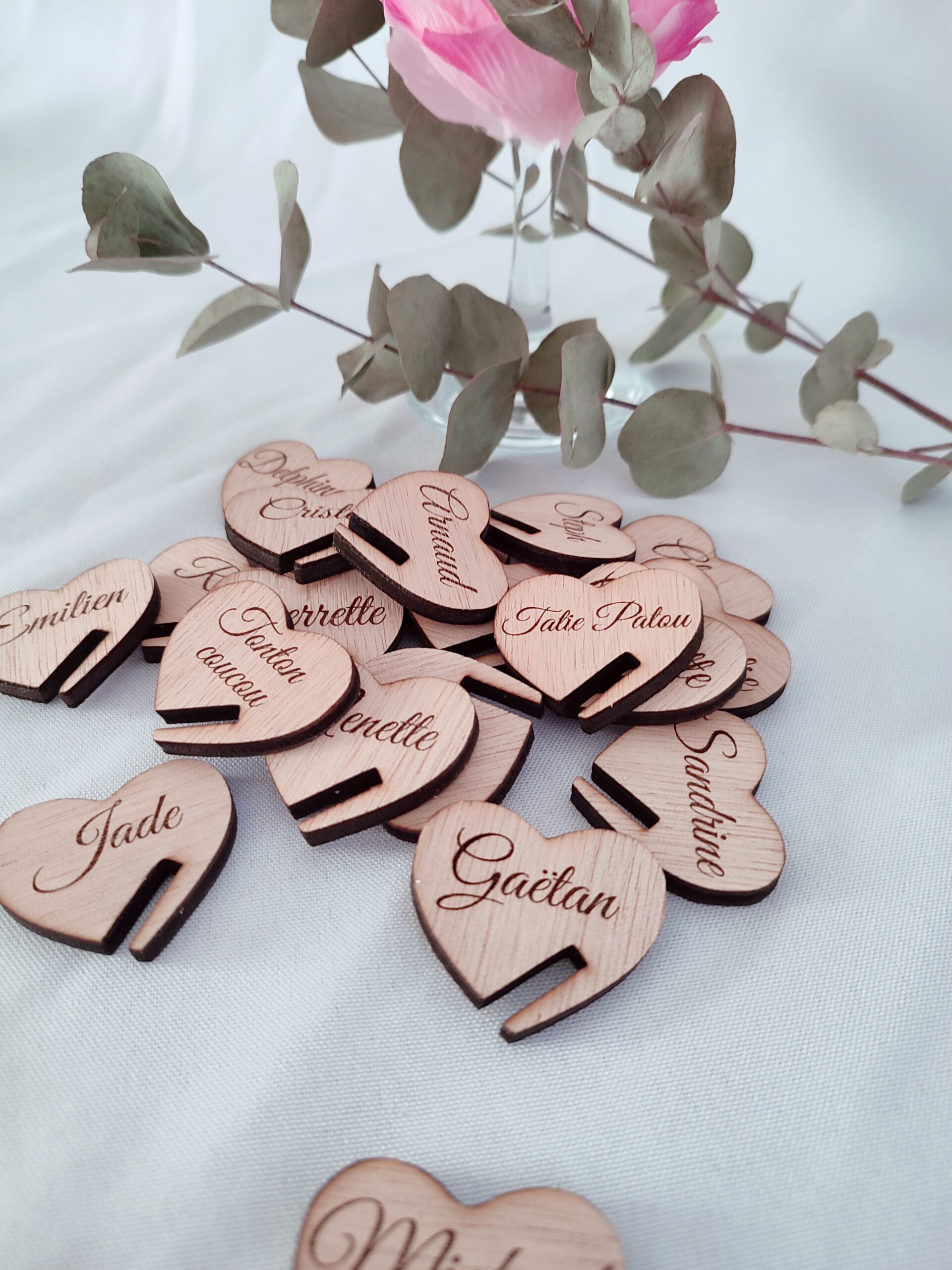Creat’Angel marque-place coeur peuplier 4 cm mariage