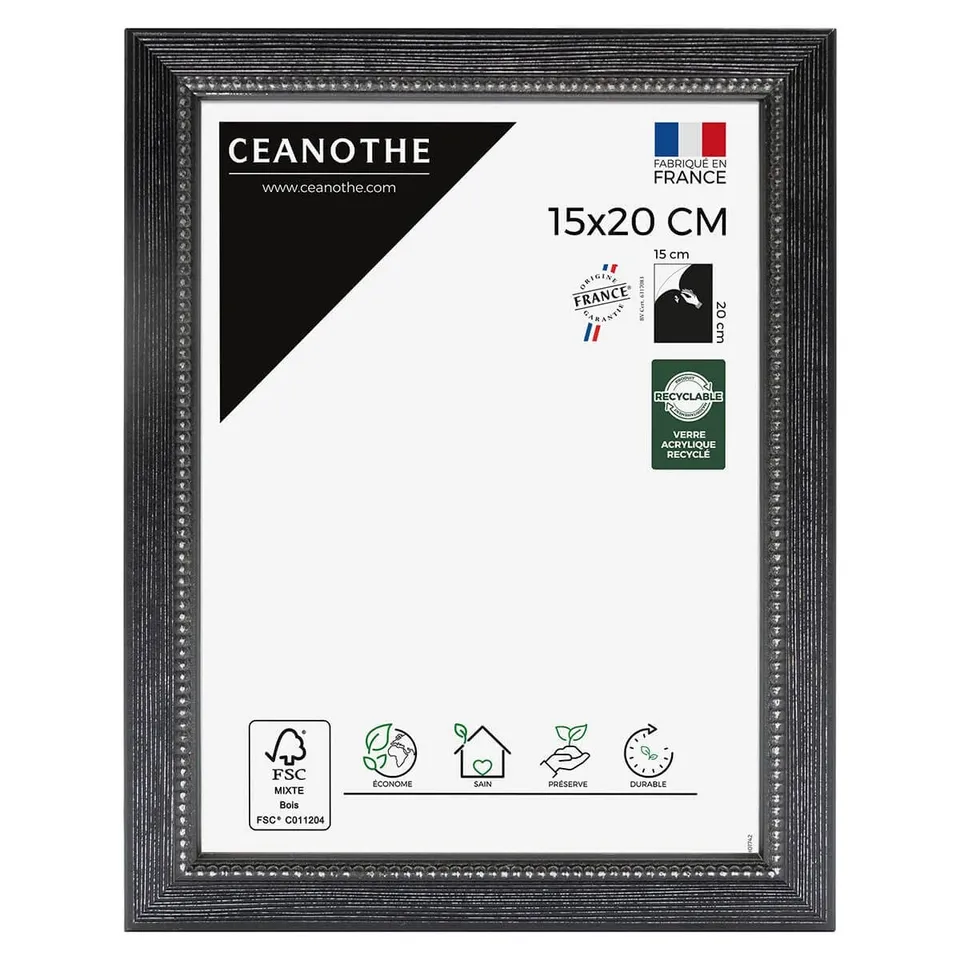 Ceanothe Brio cadre photo 15 x 20 cm noir bois satiné
